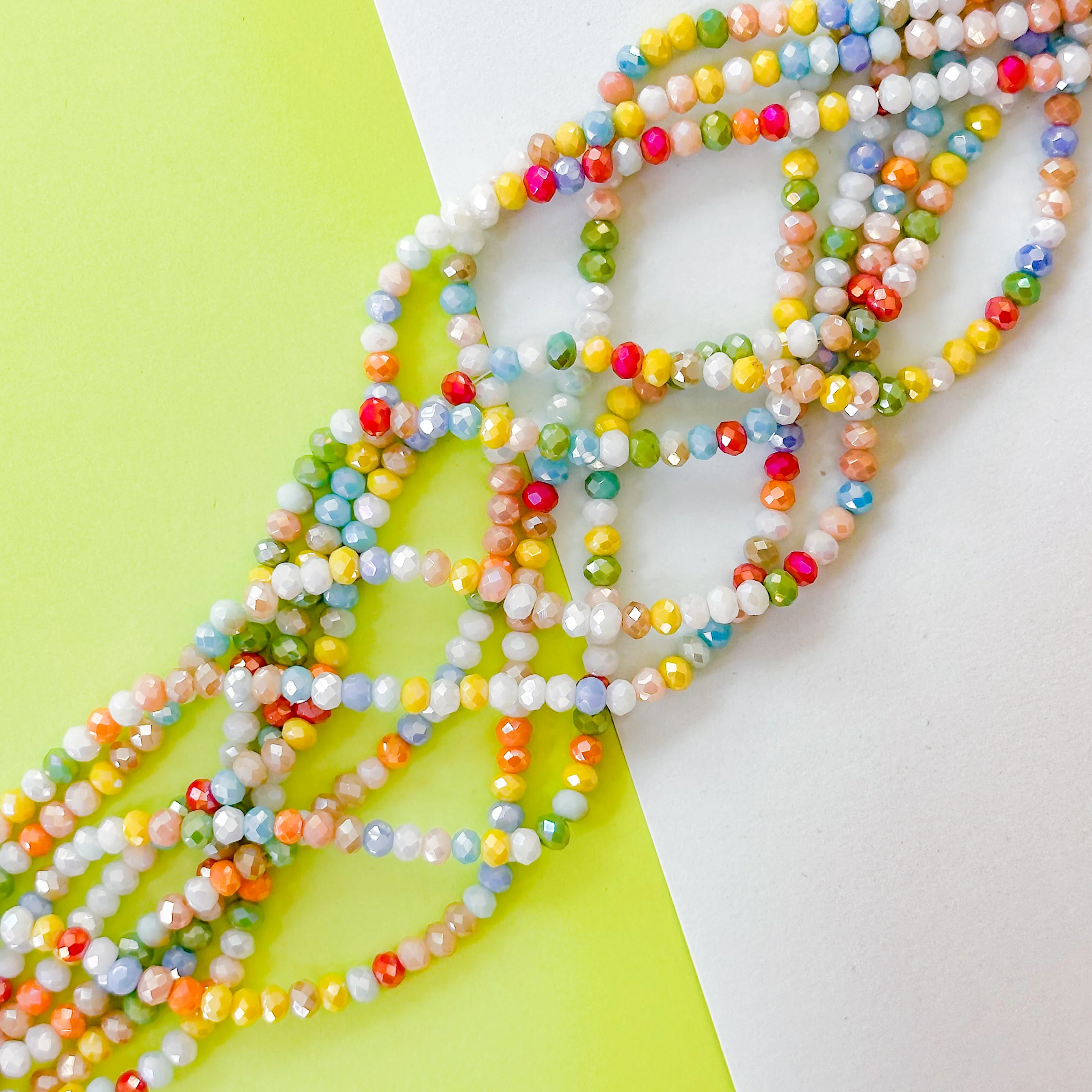 4mm Rainbow Sugar Mix Faceted Crystal Rondelle Strand - Image 2