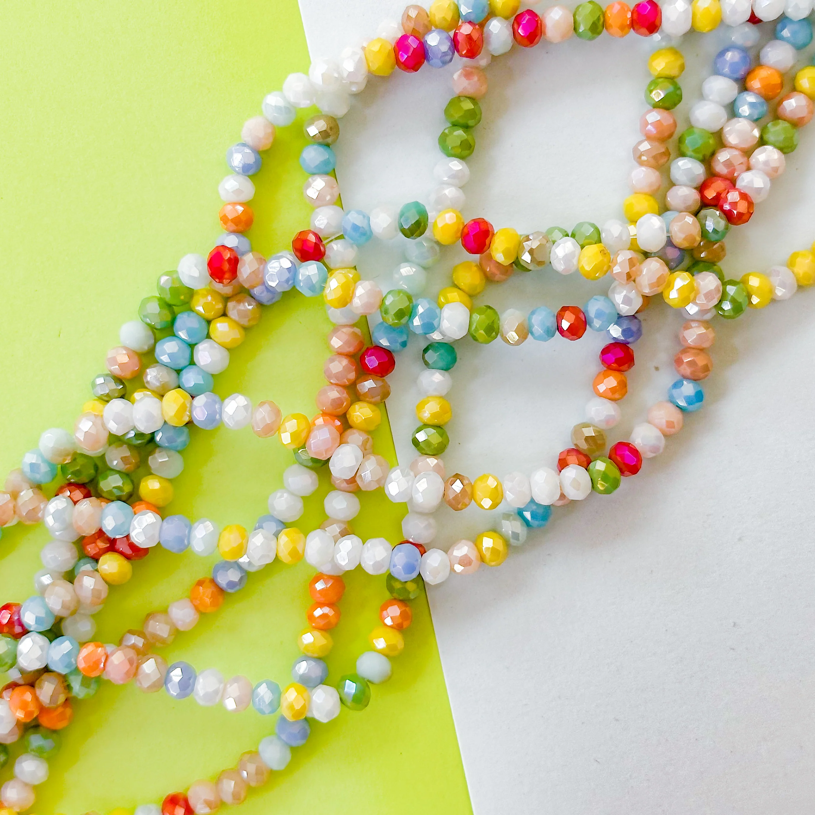 4mm Rainbow Sugar Mix Faceted Crystal Rondelle Strand - Image 3