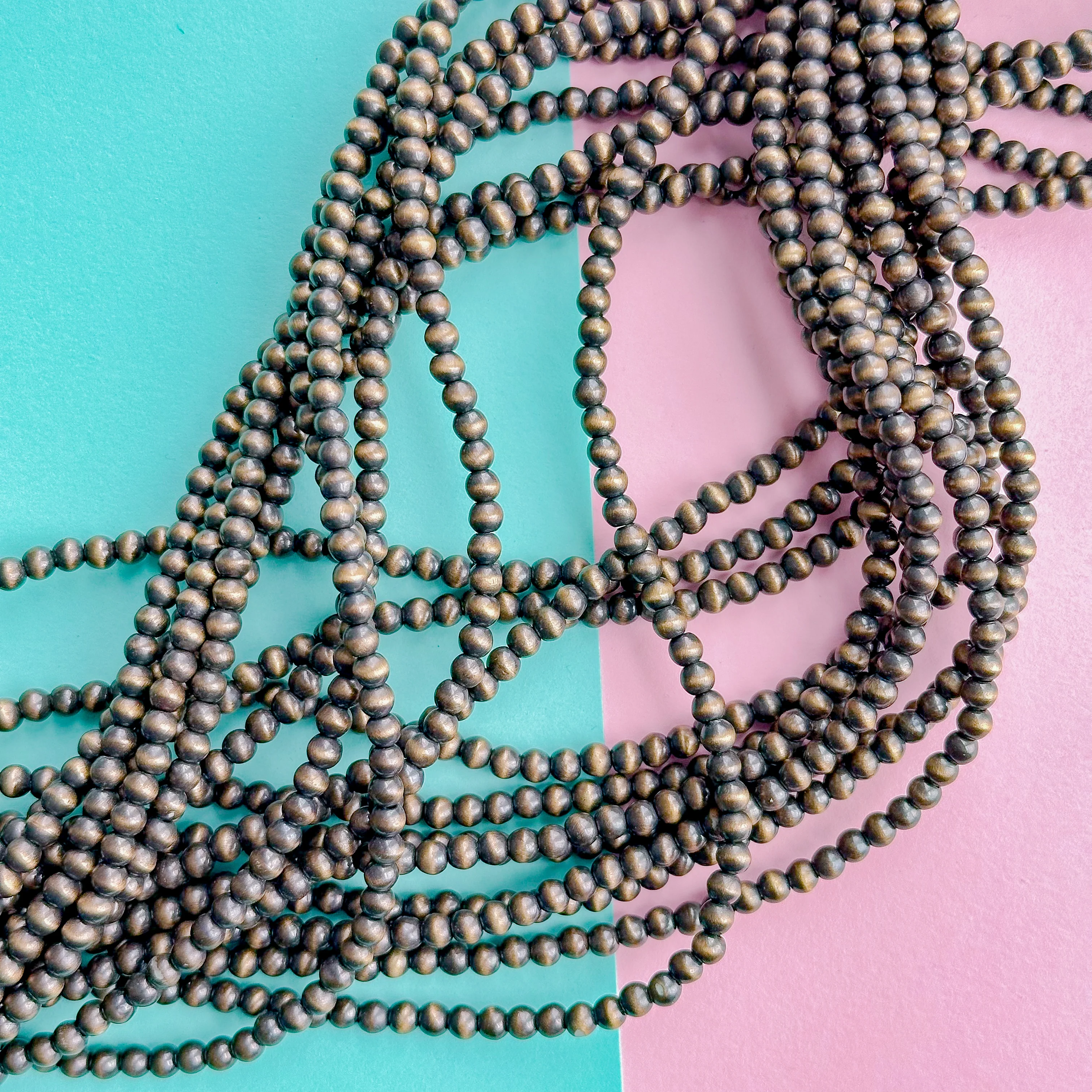 4mm Gold Native Resin Rounds Strand - Image 2