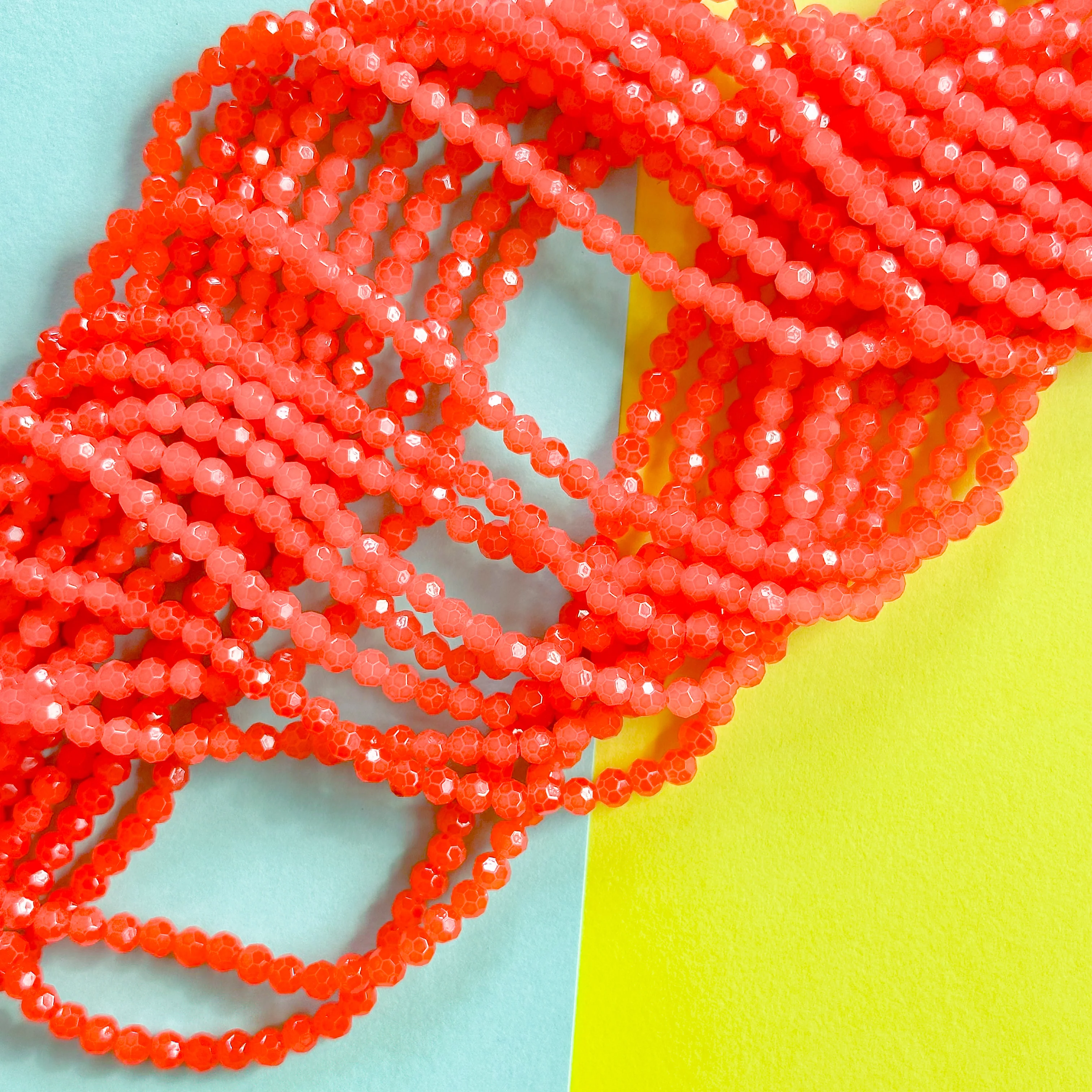 4mm Strawberry Sorbet Faceted Crystal Rounds Strand - Image 4