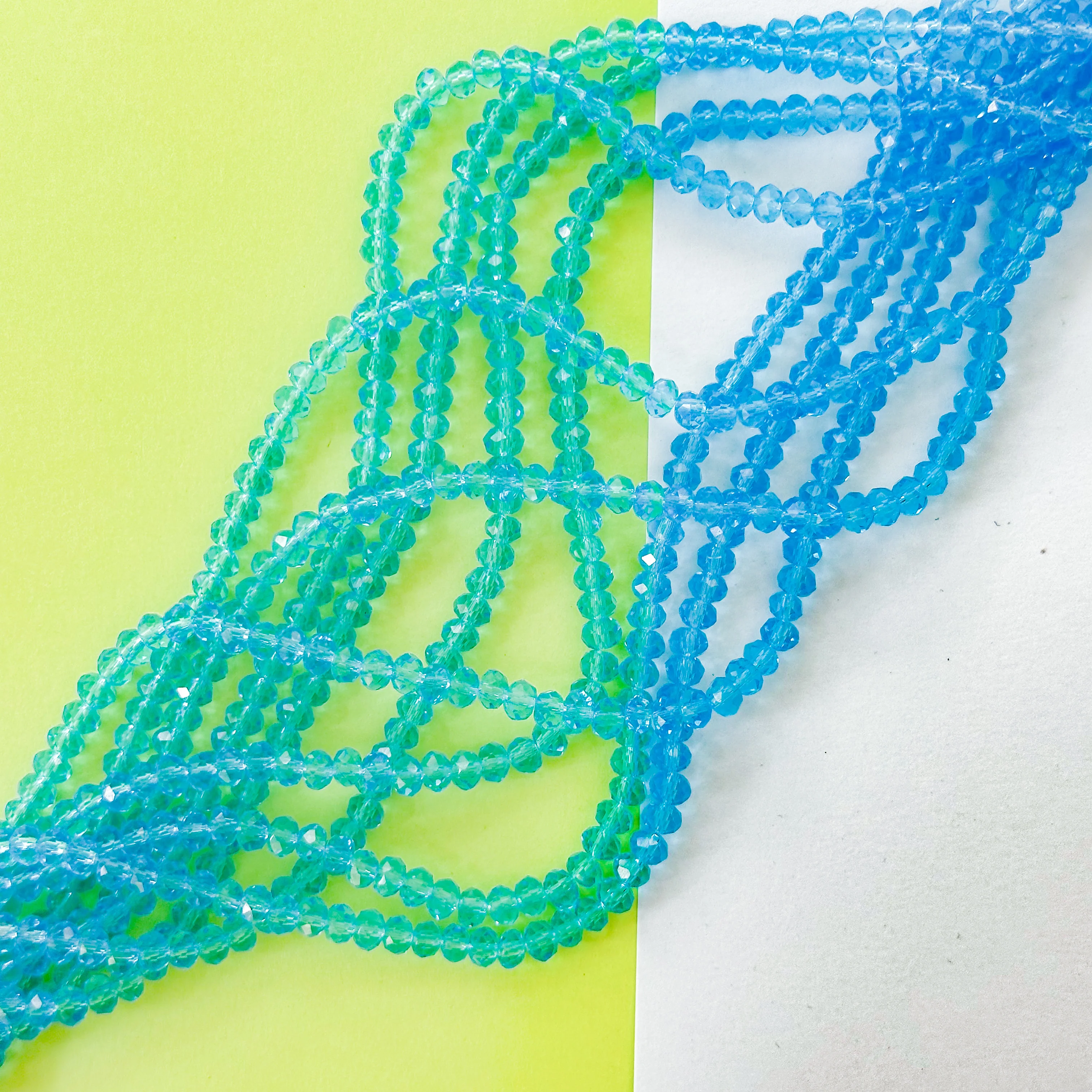 4mm Turquoise Water Faceted Crystal Rondelle Strand - Image 3