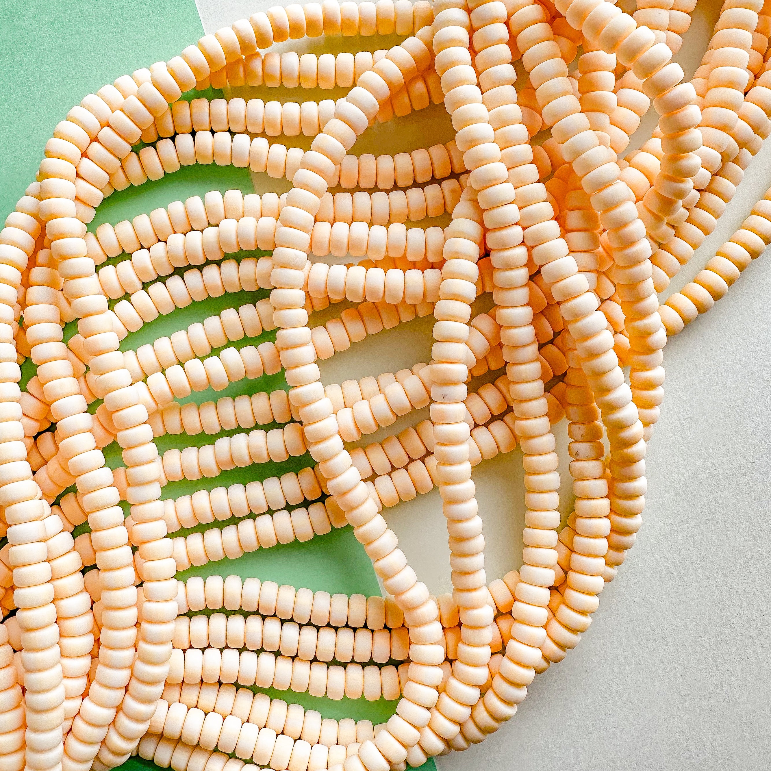6mm Bisque Polymer Clay Rondelle Strand - Image 2