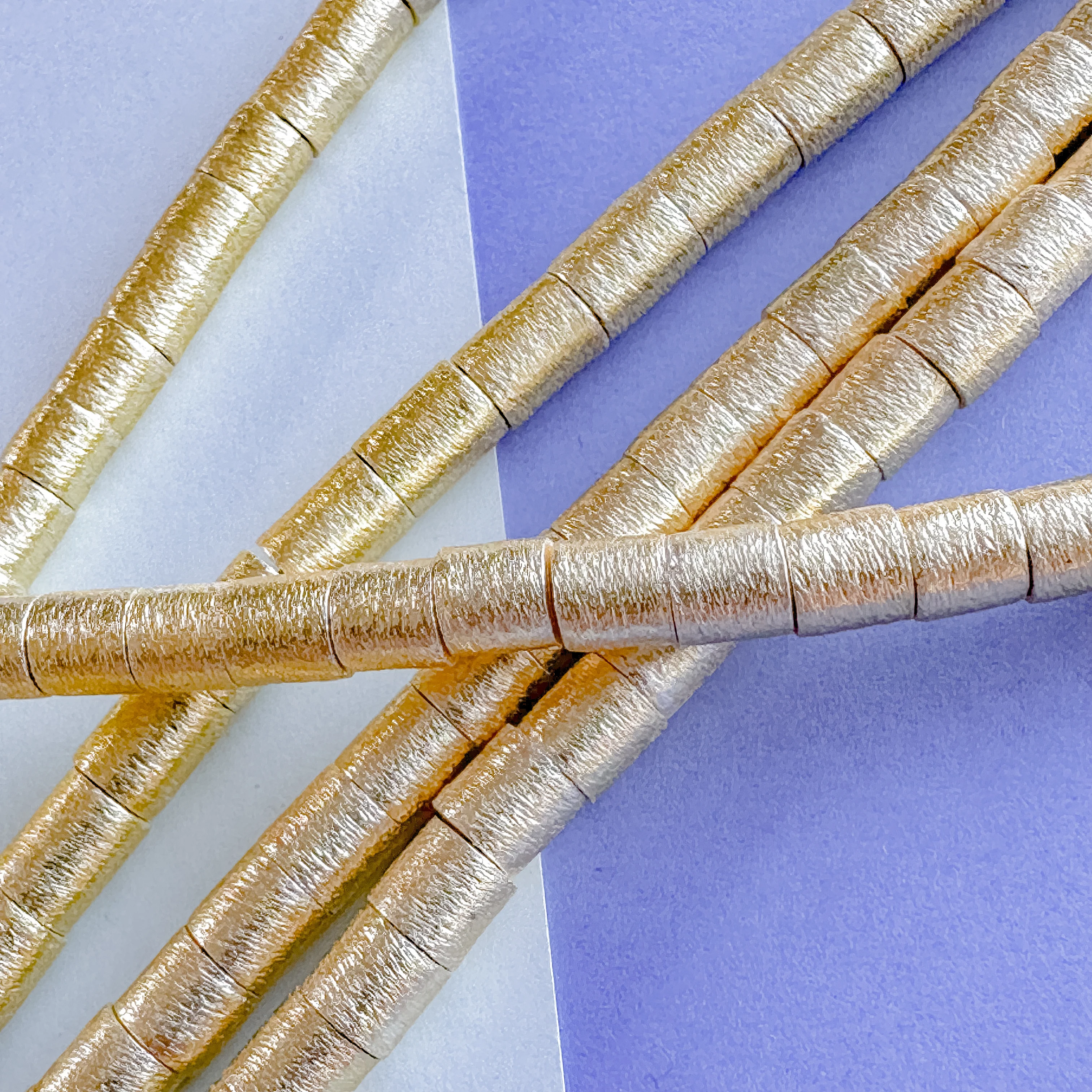 6mm Brushed Gold Barrel Strand - Image 2