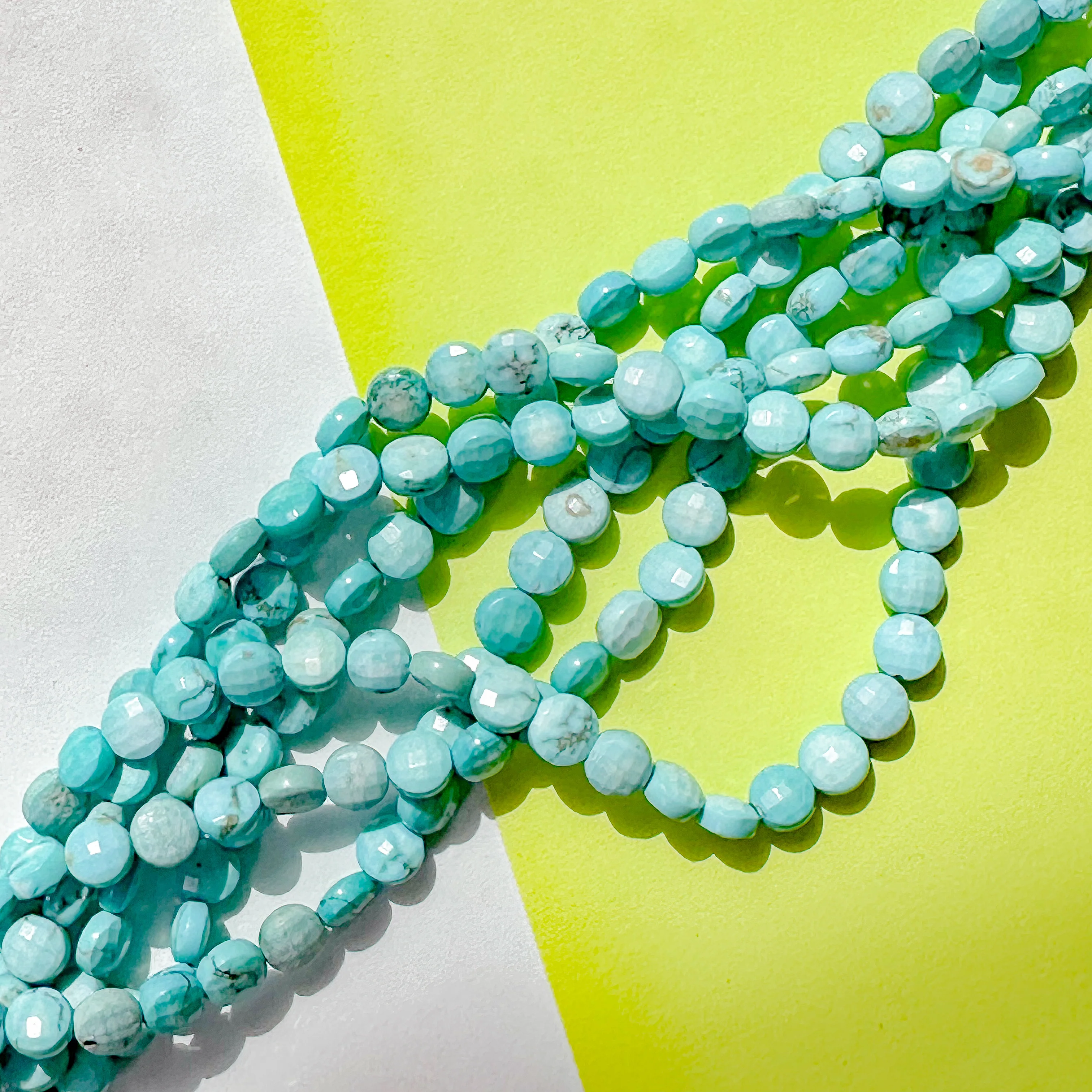 6mm Faceted Dyed Howlite Coin Strand - Image 2