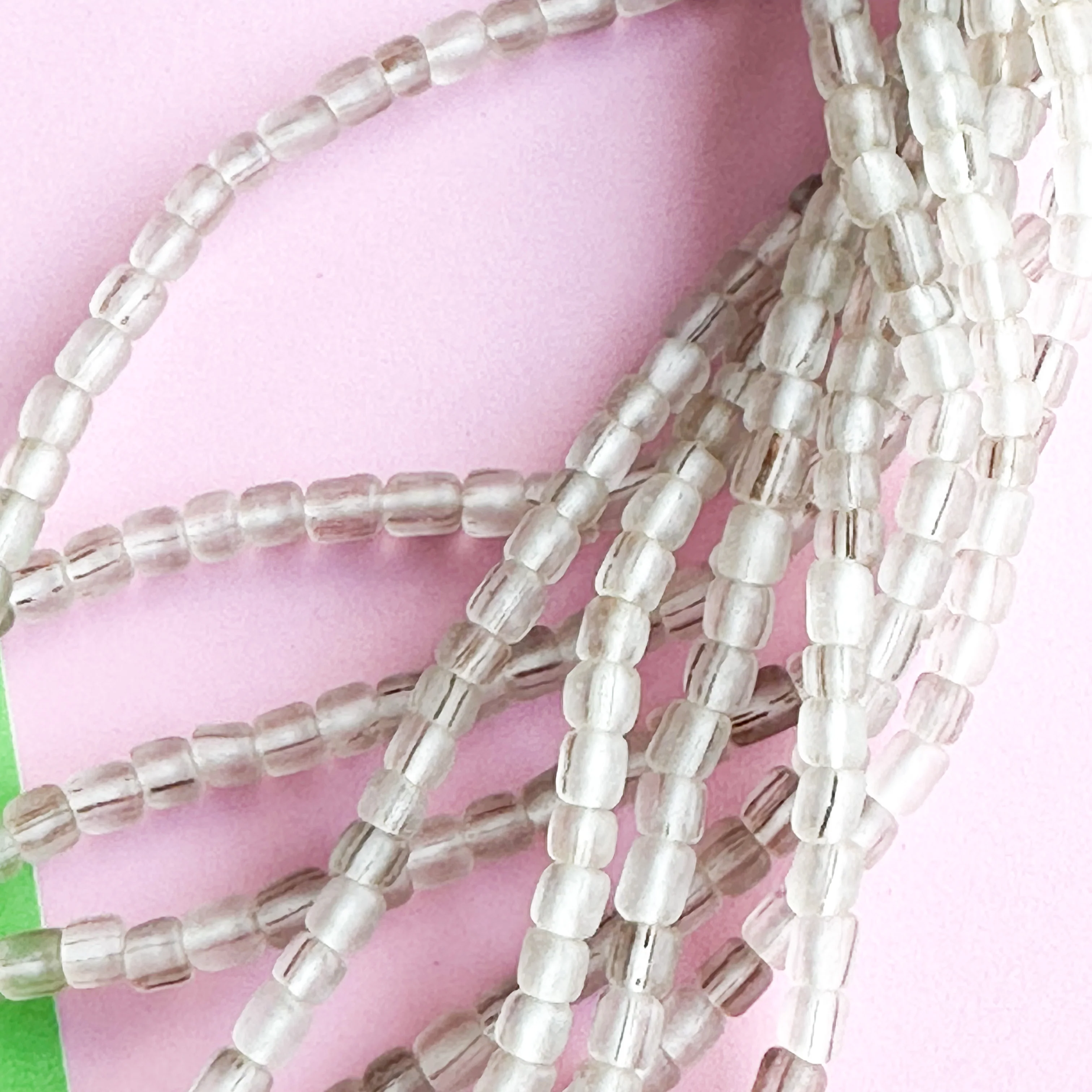 6mm Frosted Clear Striped Java Glass Strand - Image 3