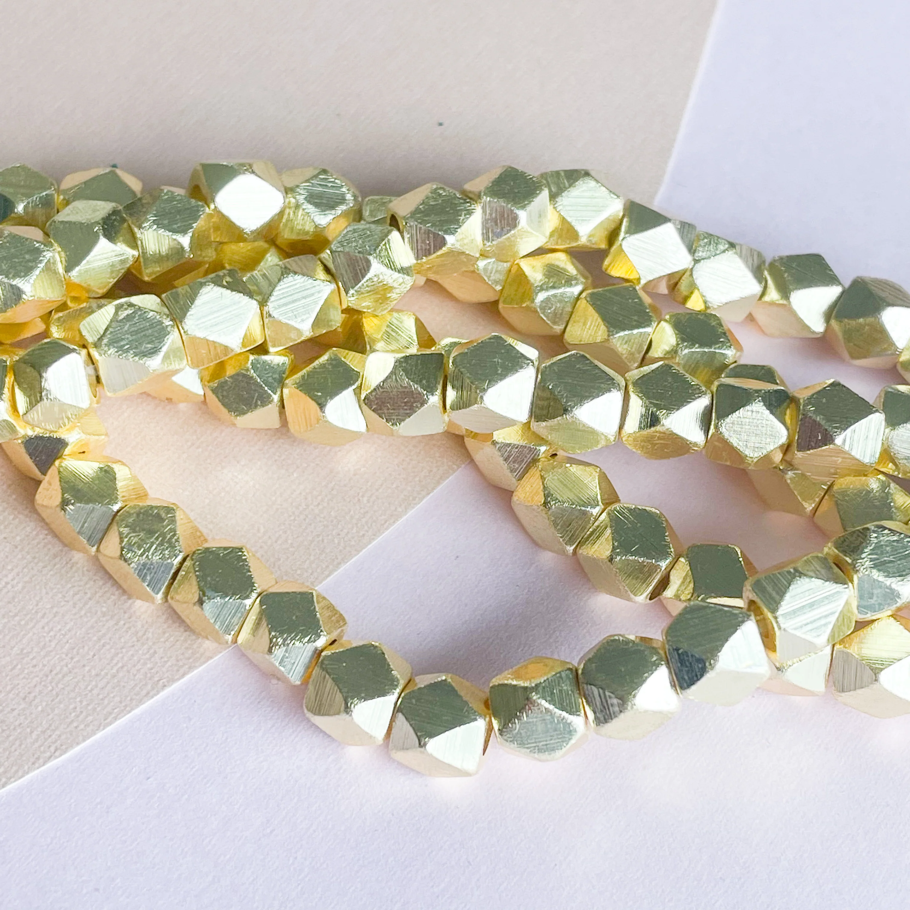 6mm Gold Faceted Nugget Strand - Image 2