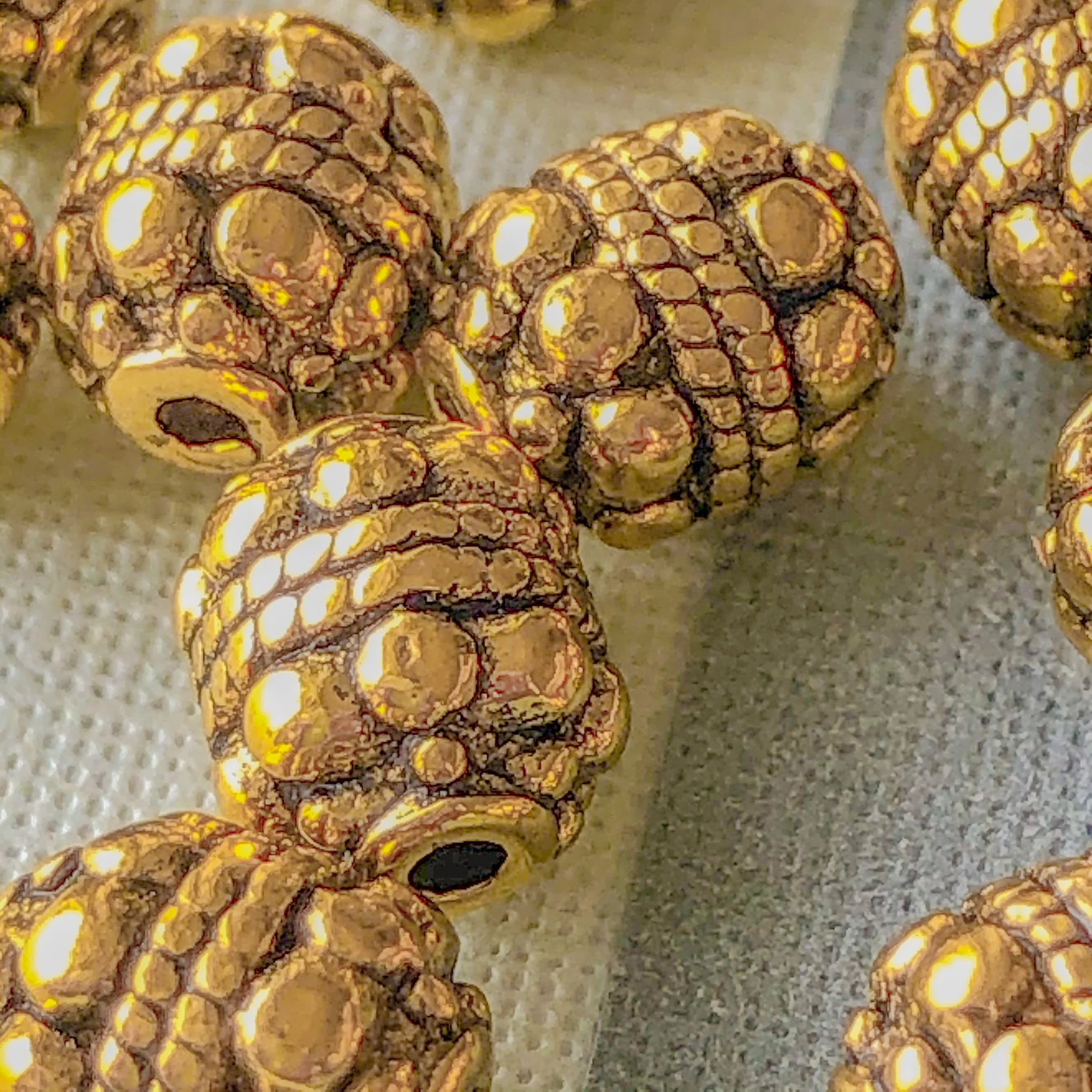 6mm Gold Pewter Beaded Capsule Bead - 10 Pack - Image 3
