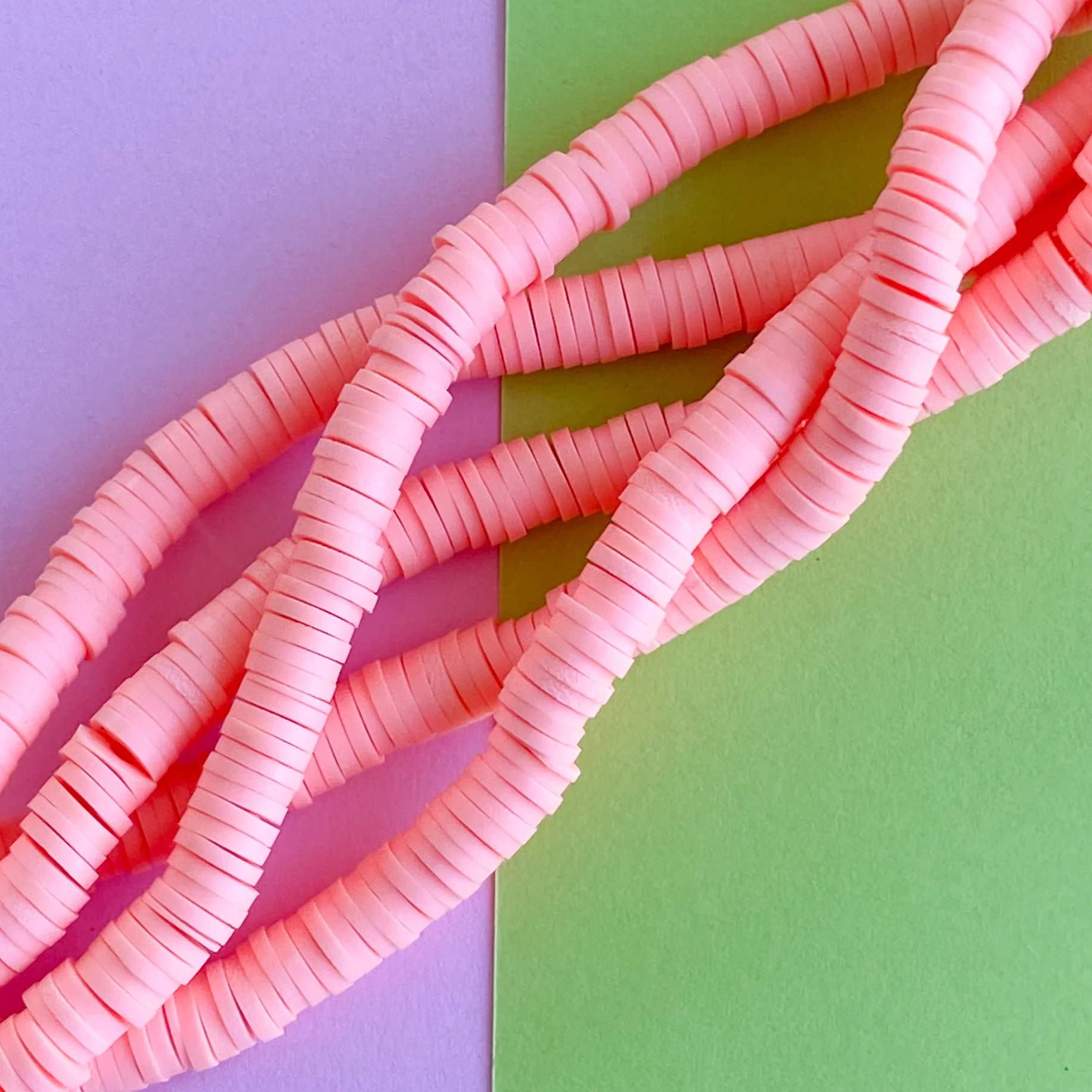 6mm Grapefruit Fizz Polymer Clay Heishi Strand - Image 2