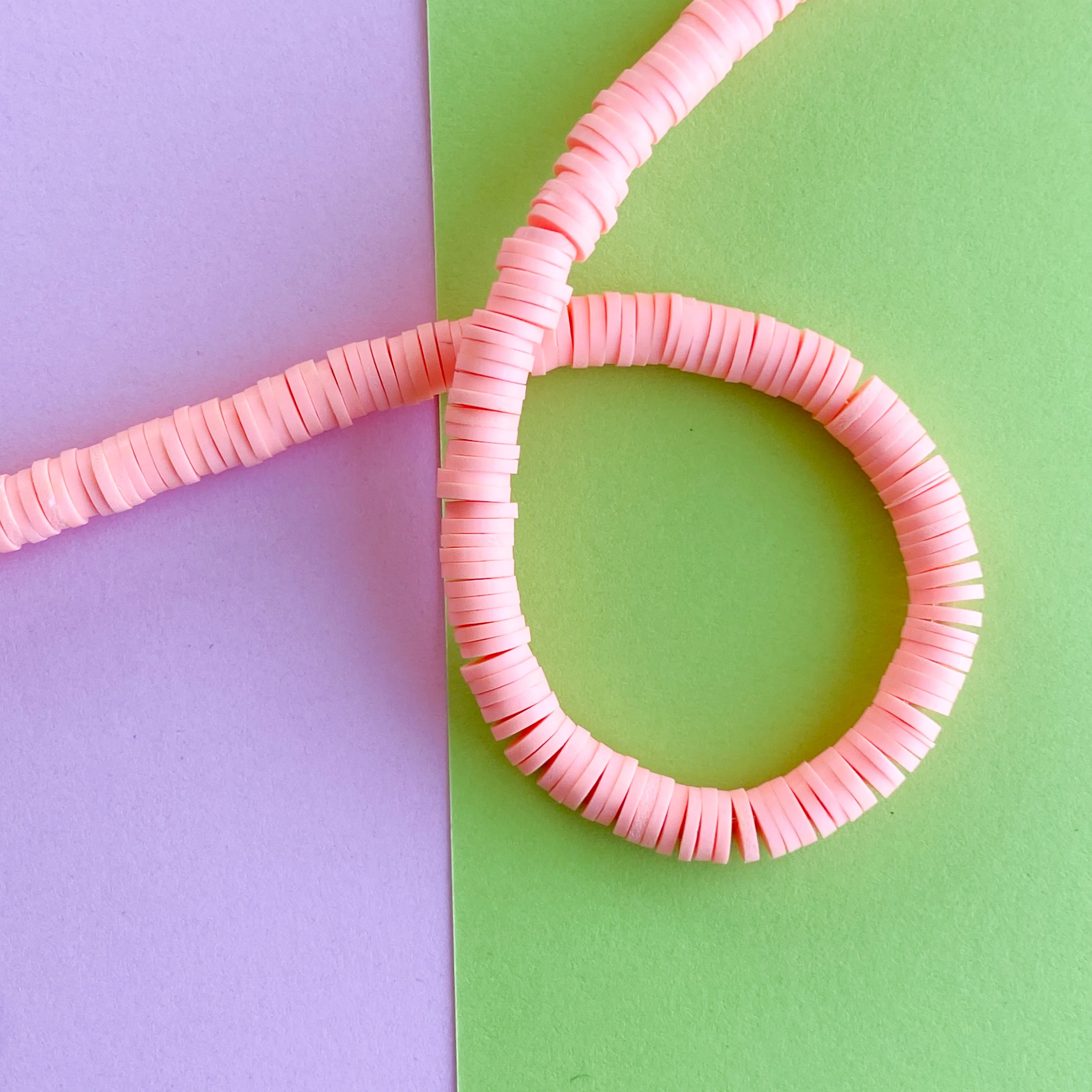 6mm Grapefruit Fizz Polymer Clay Heishi Strand - Image 3