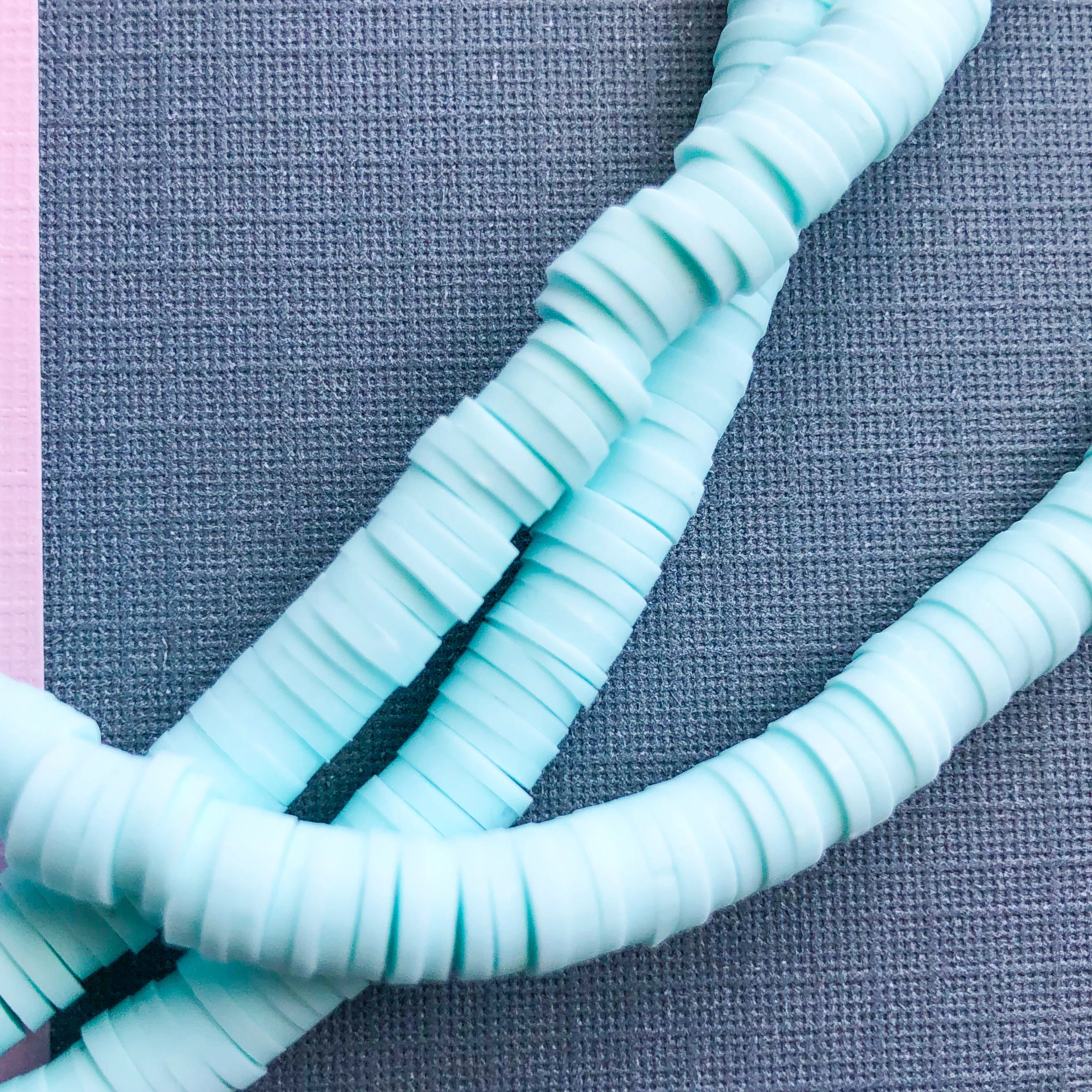 6mm Half Moon Blue Polymer Clay Heishi Strand - Image 2