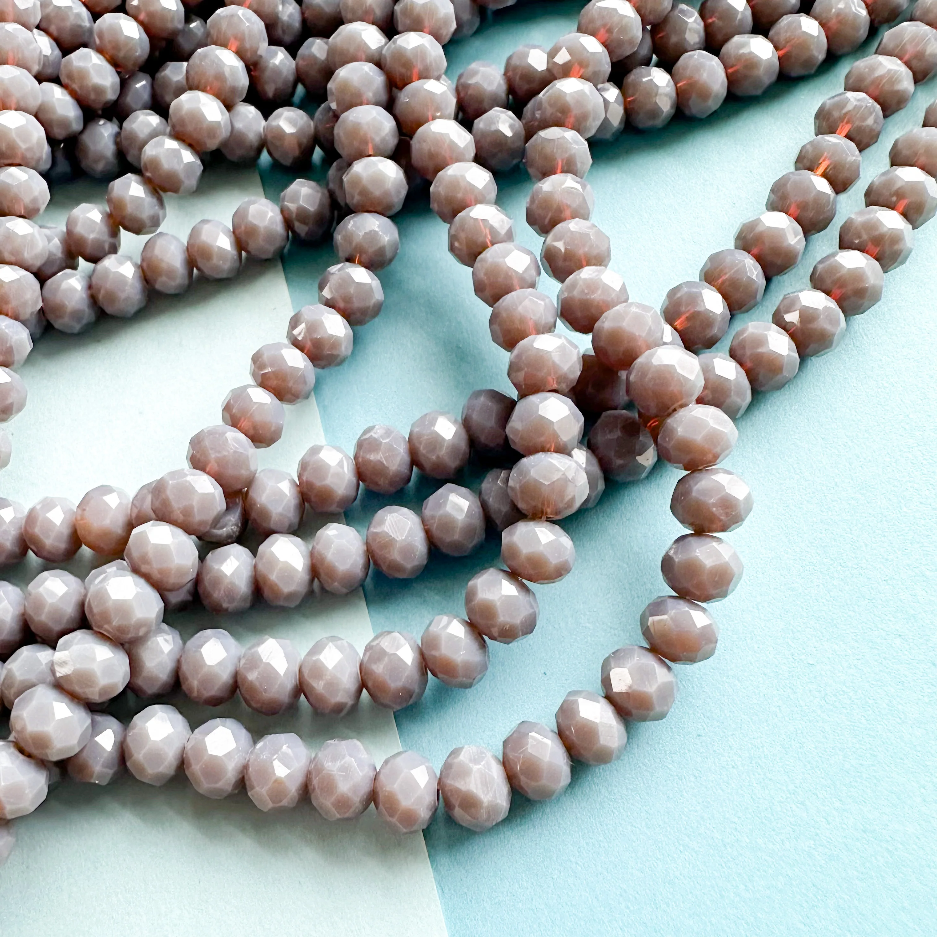 6mm Opaque Deep Gray Faceted Chinese Crystal Strand - Image 3