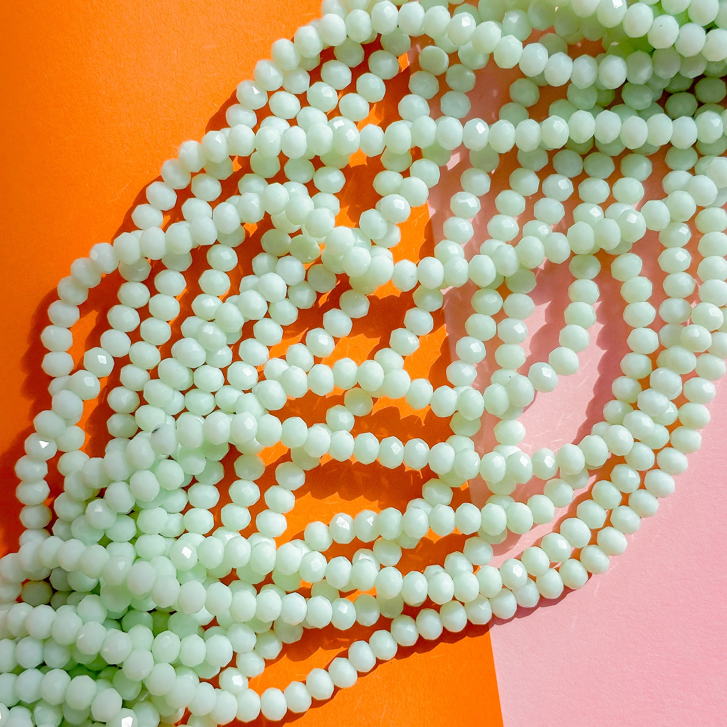 6mm Opaque Mint Crystal Rondelle Strand - Image 2