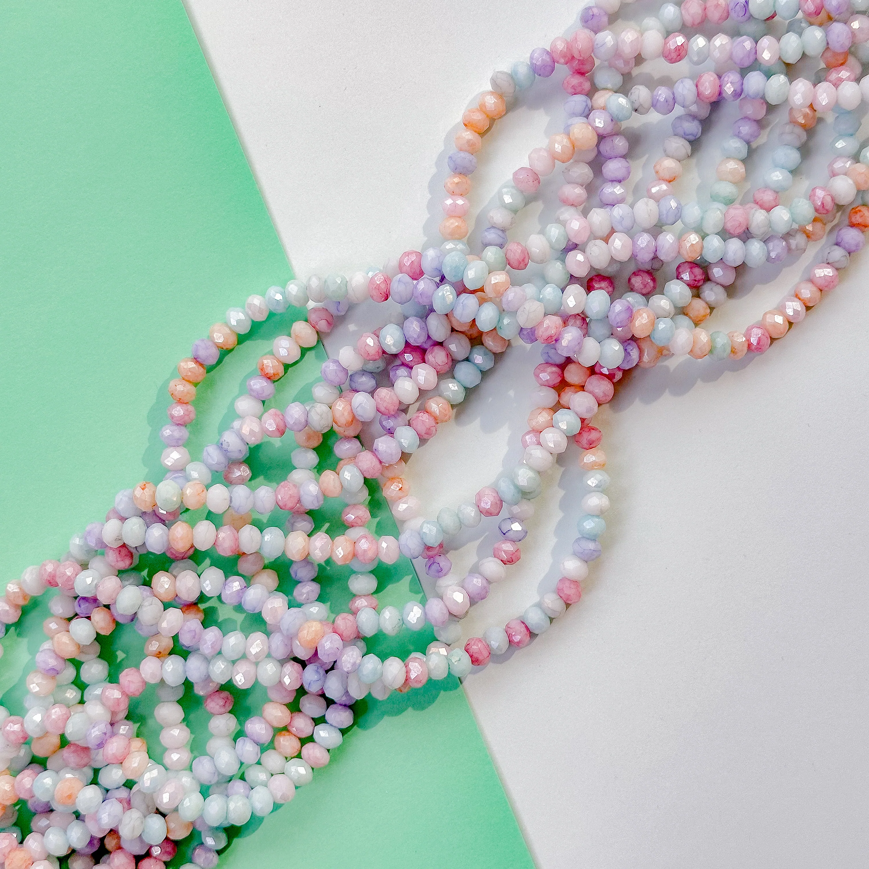 6mm Pastel Rainbow Diamond Crystal Rondelle Strand - Image 2