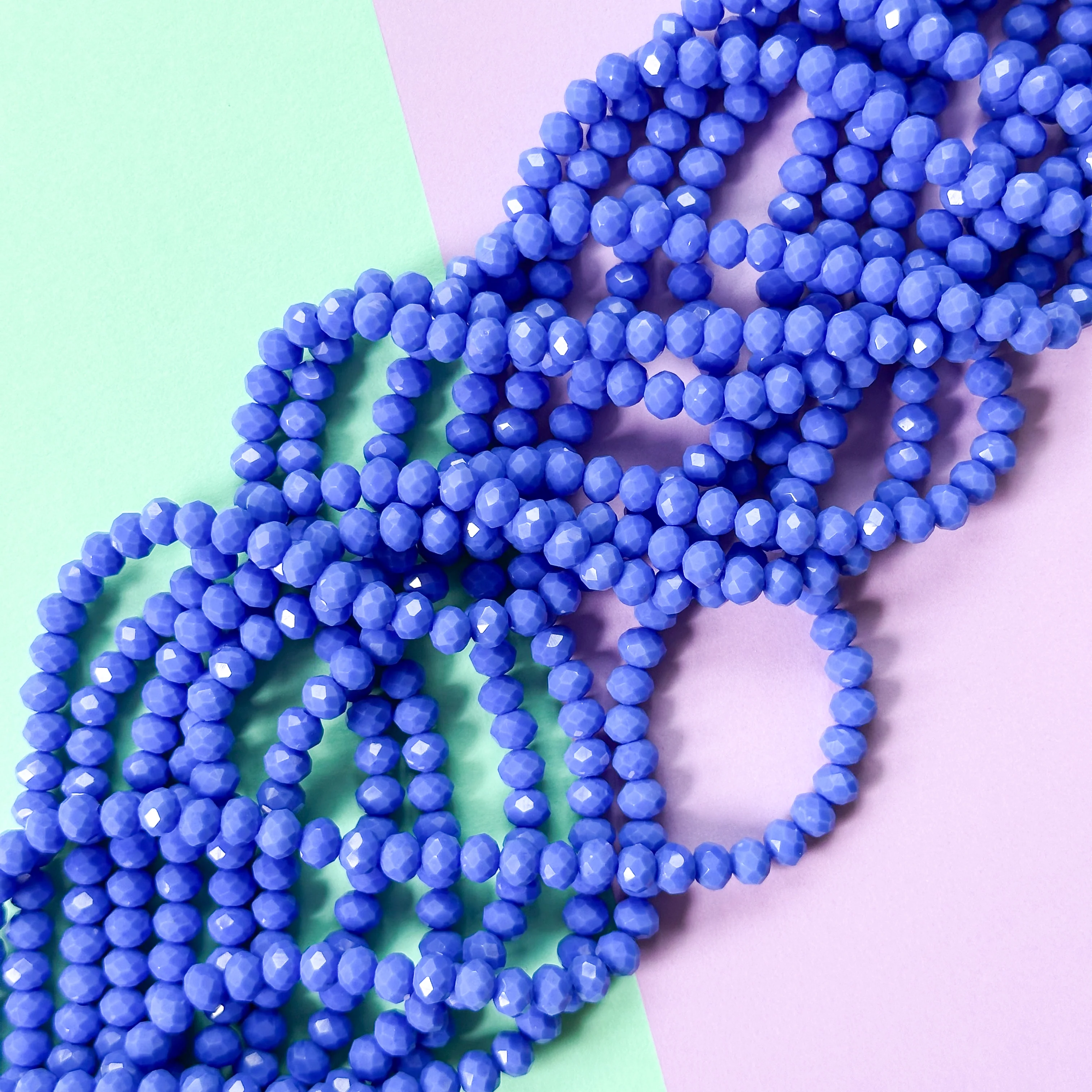 6mm Primary Blue Faceted Crystal Rondelle Strand - Image 2