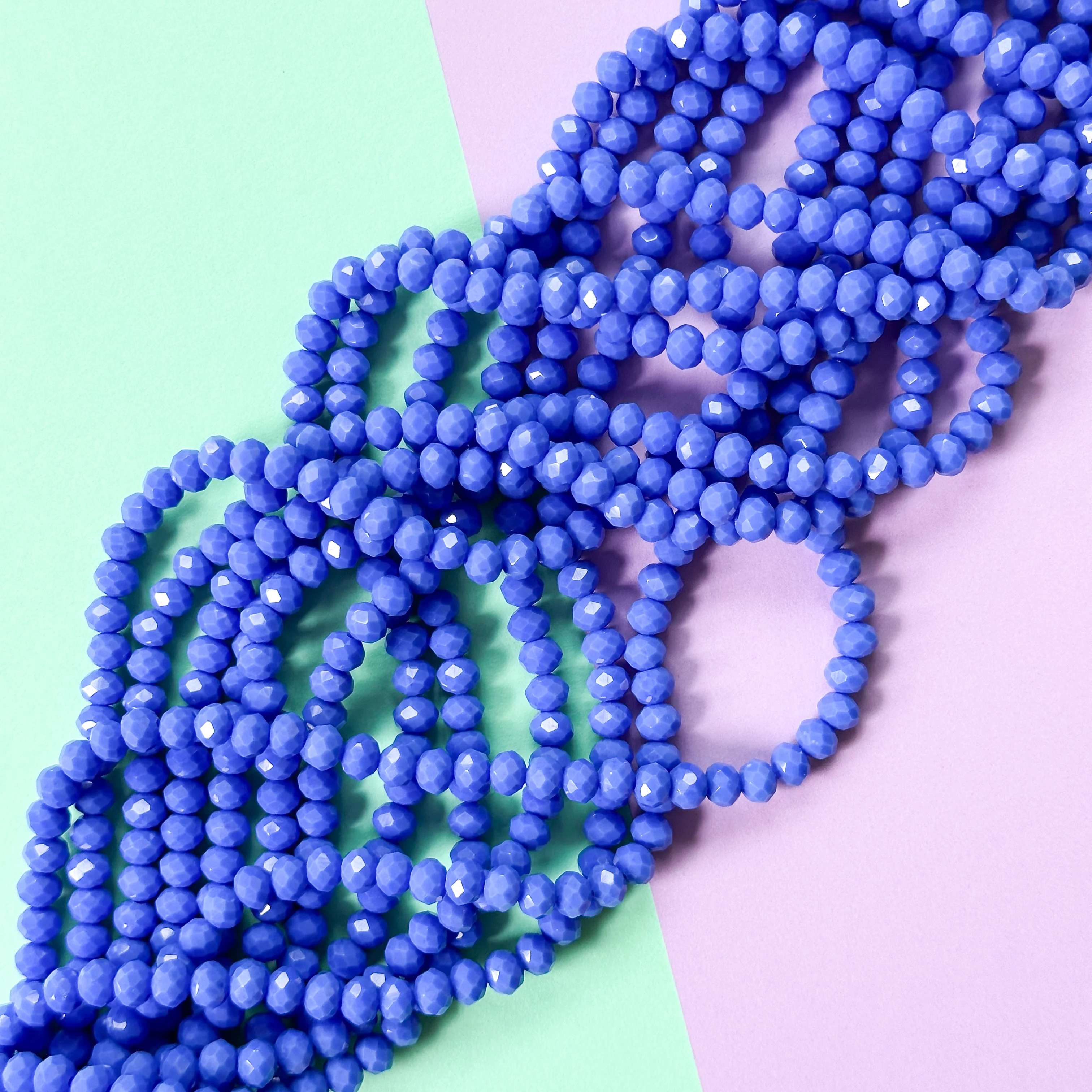 6mm Primary Blue Faceted Crystal Rondelle Strand - Image 4