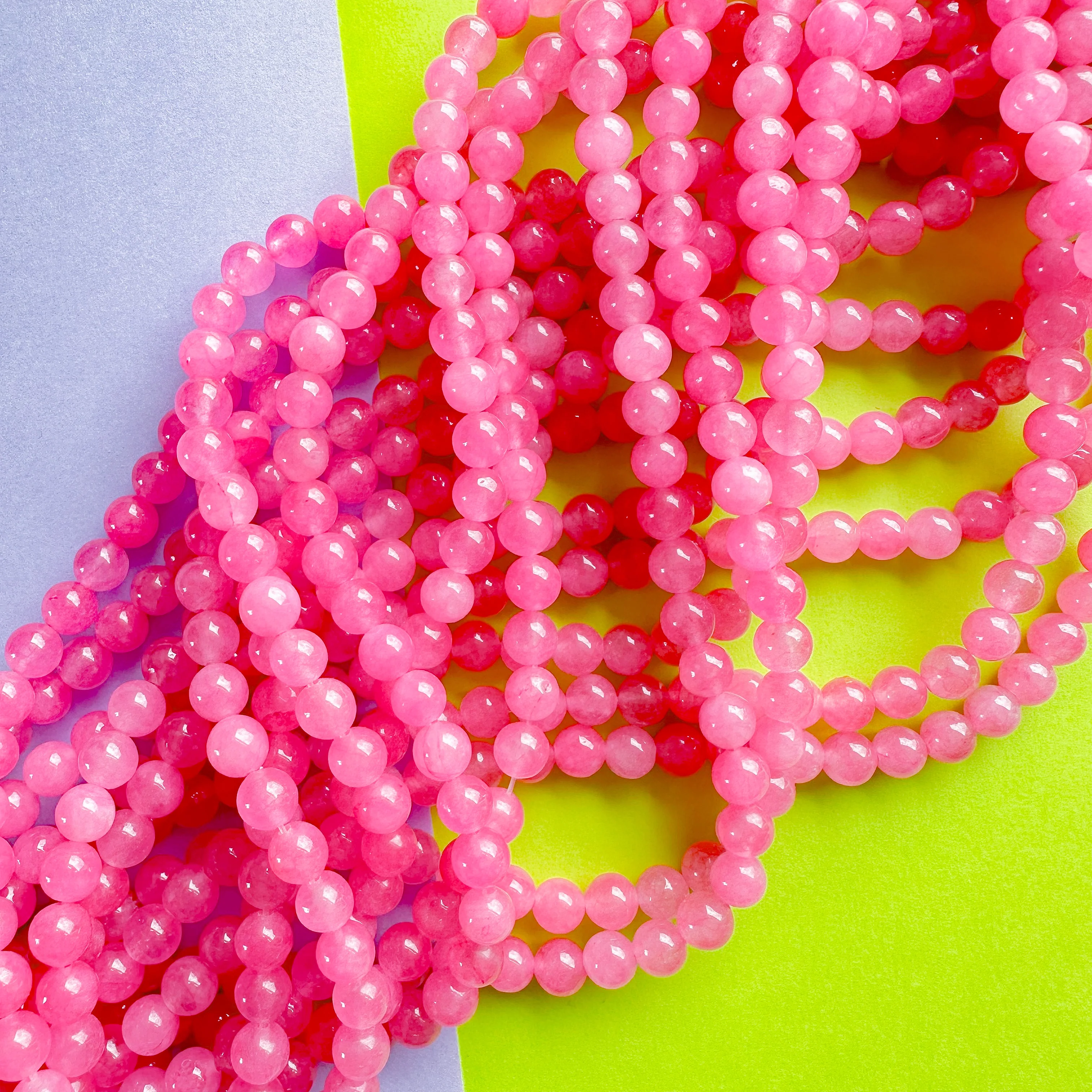 6mm Smooth Pink Dyed Jade Round Strand - Image 2