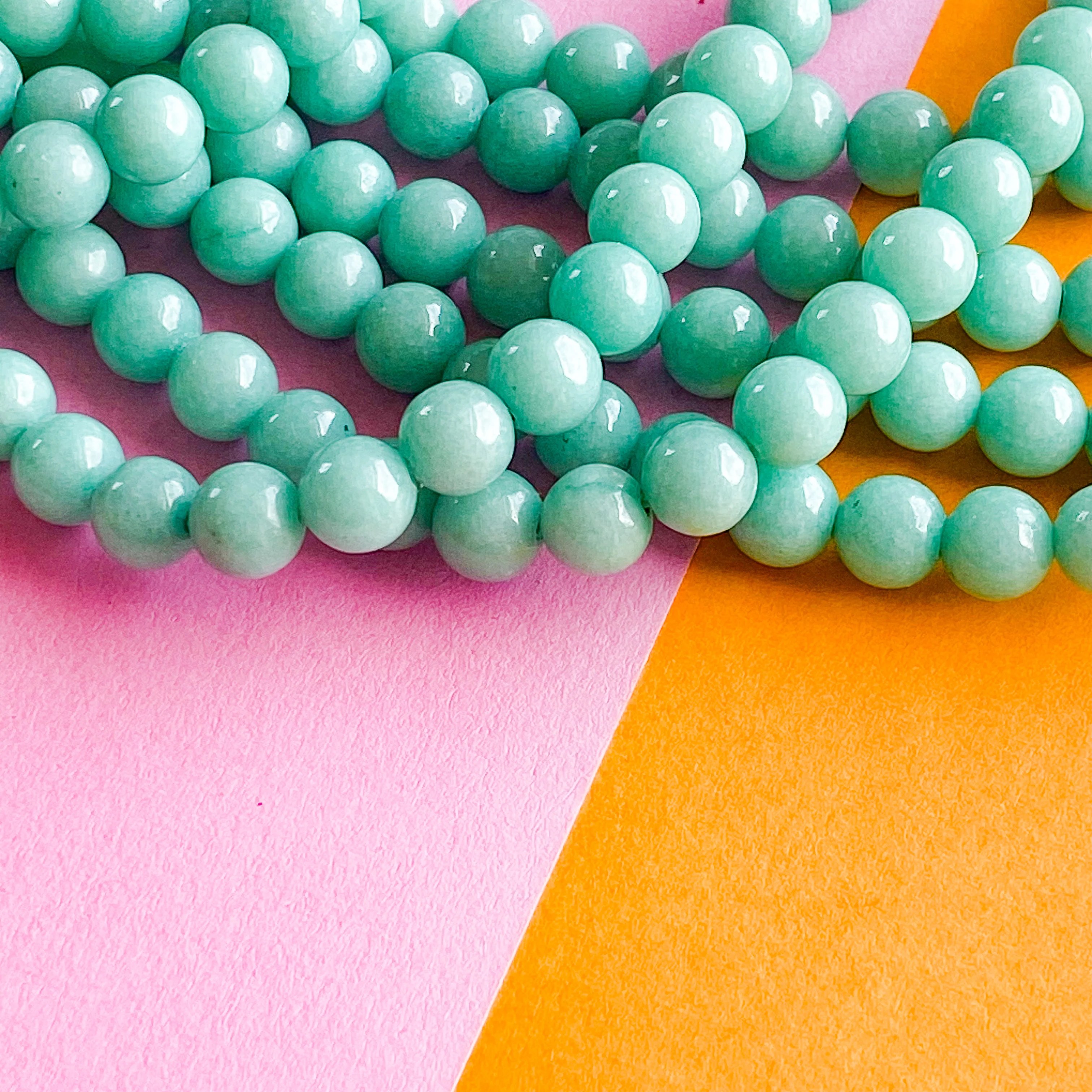 6mm Smooth Turquoise Dyed Calcite Rounds Strand - Image 3