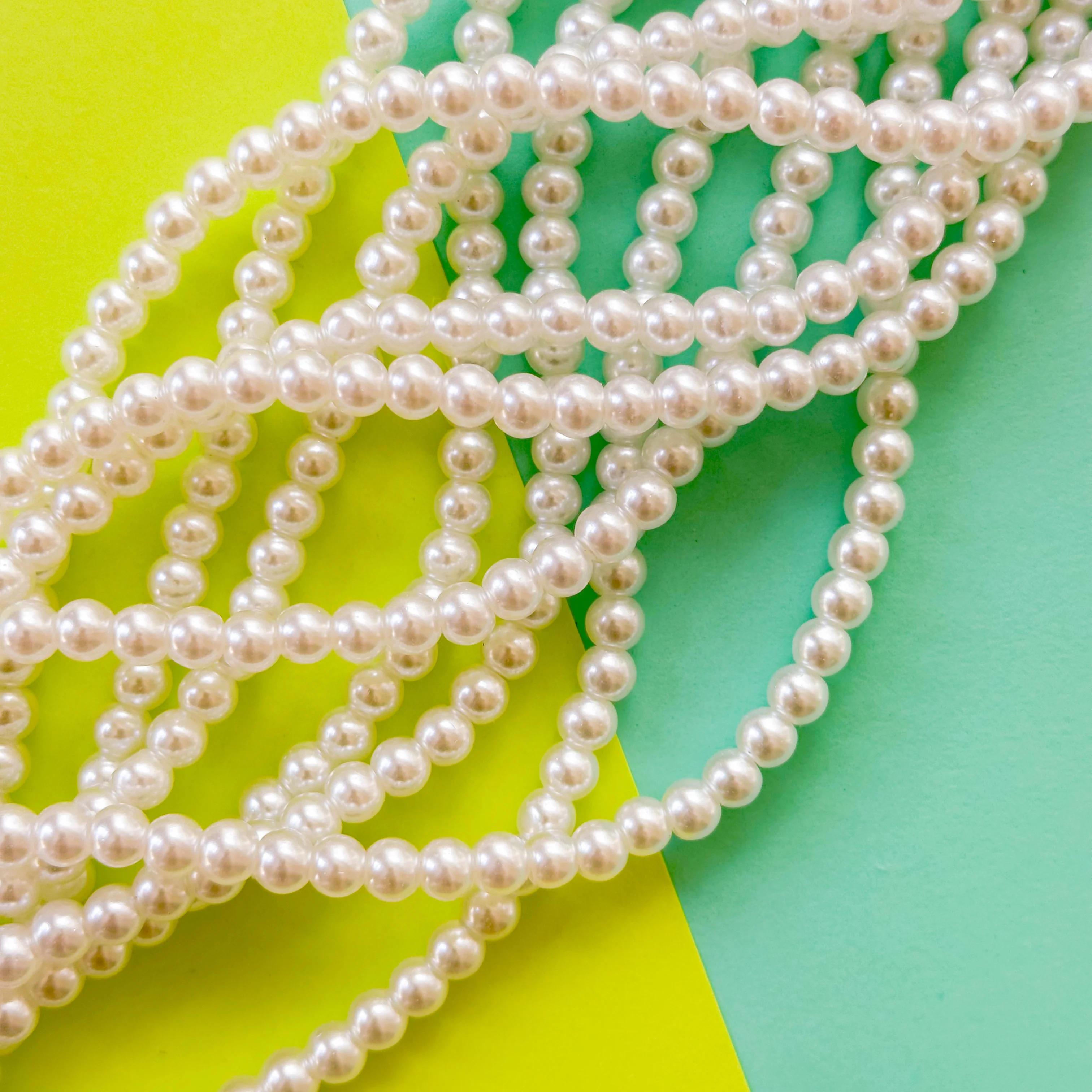 6mm Smooth White Glass Pearl Strand - Image 3