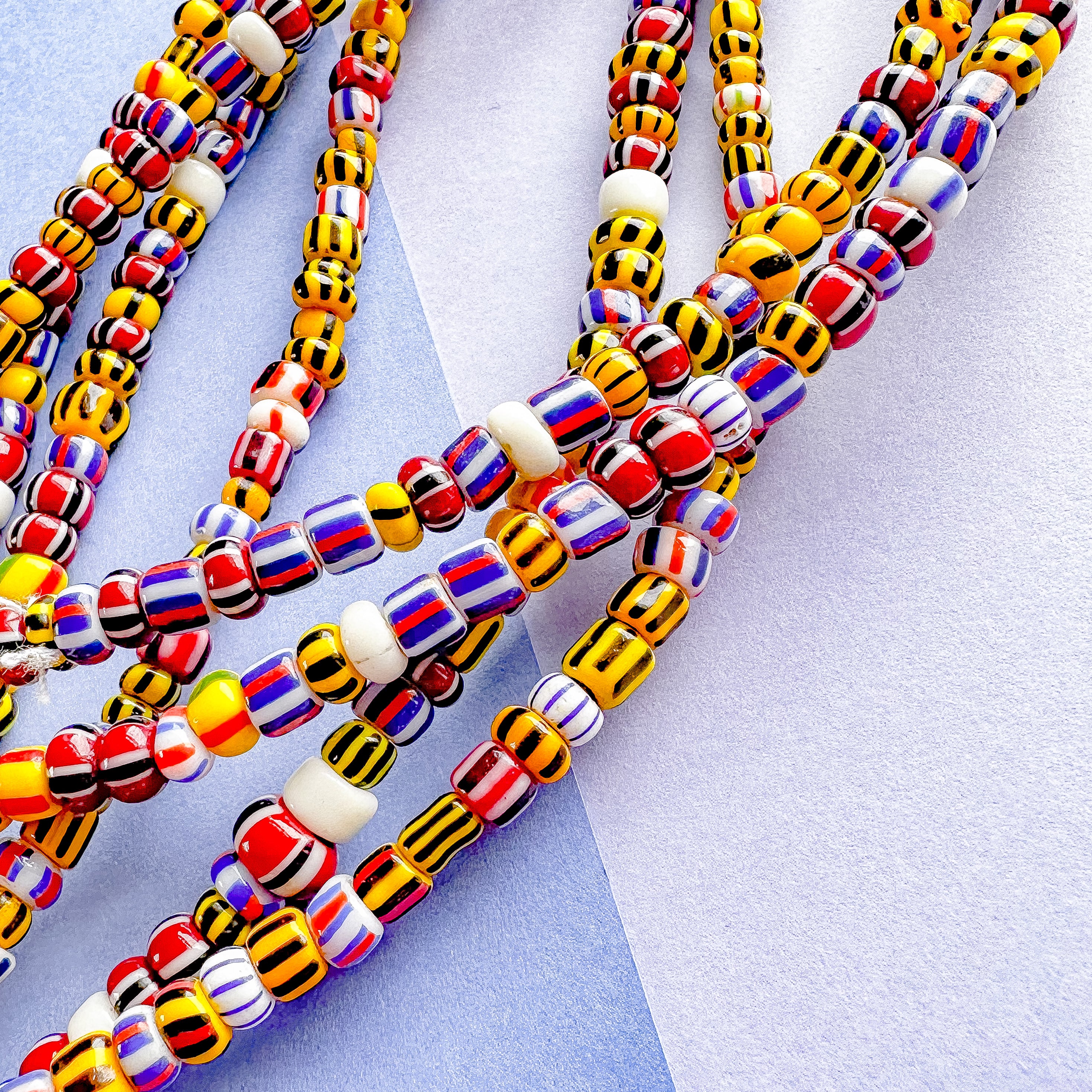 6mm Striped Multi African Glass Seed Bead Strand - Image 4