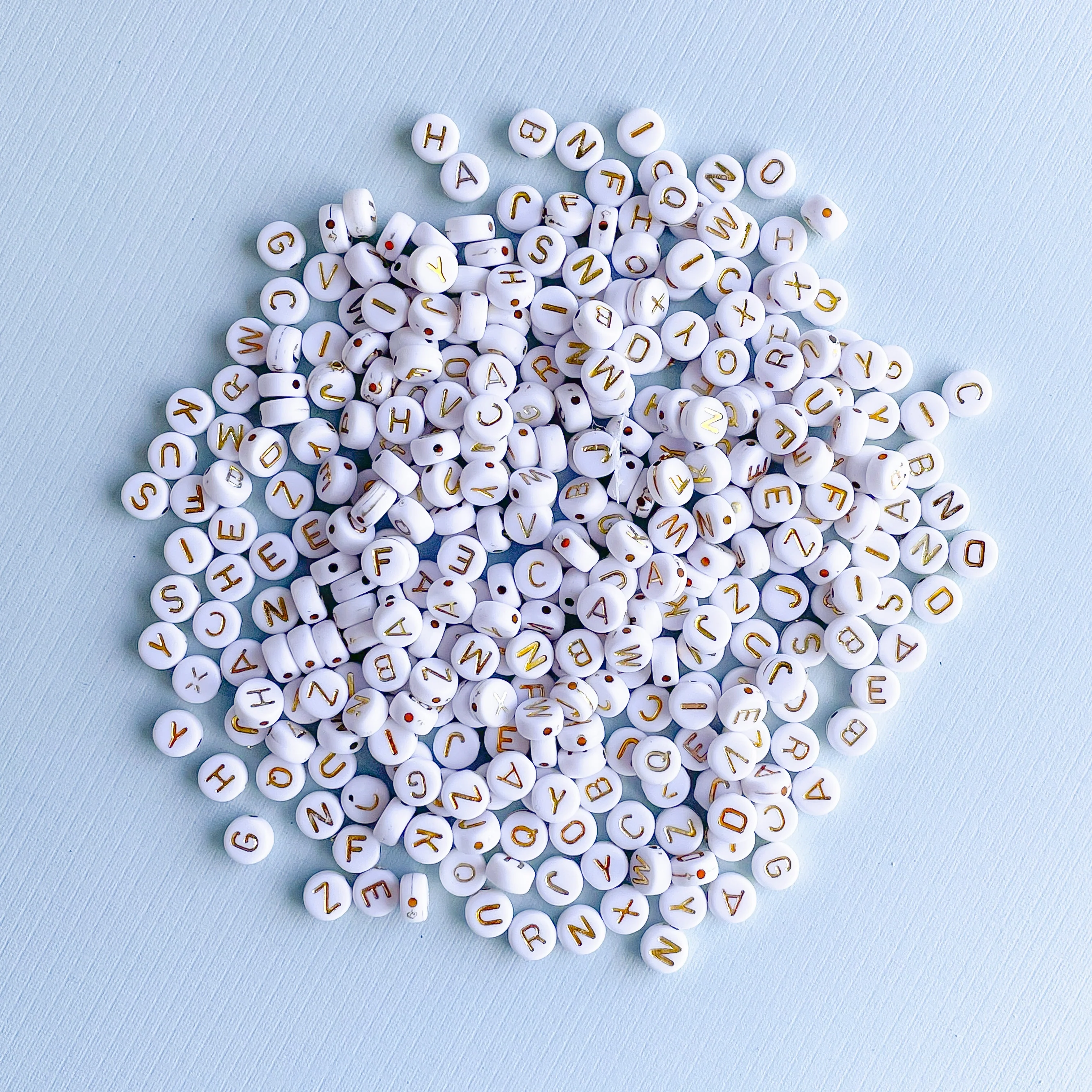 7mm Gold Letter Acrylic Coin Bead Pack - Image 4
