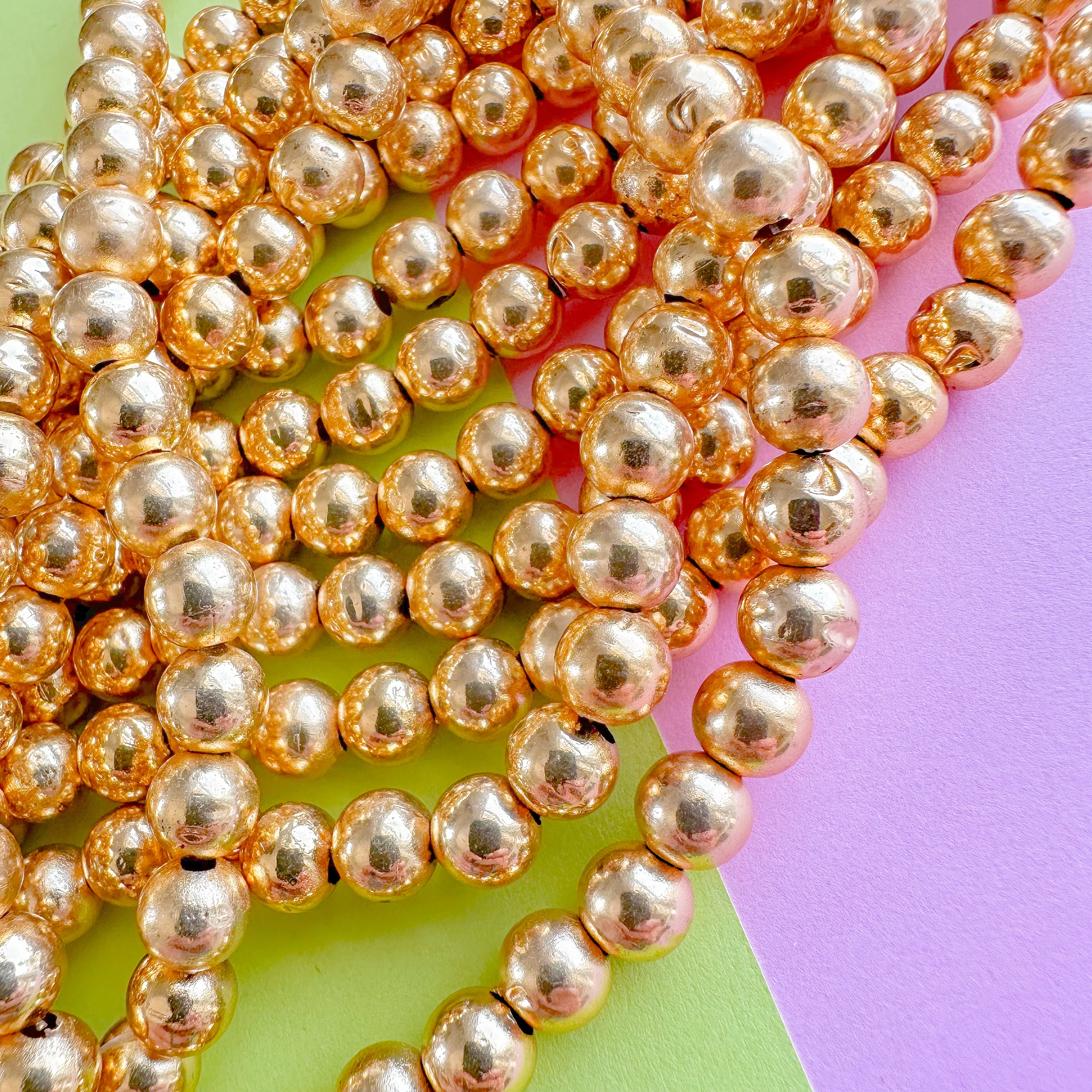 7mm Shiny Gold Textured Round Strand - Image 3