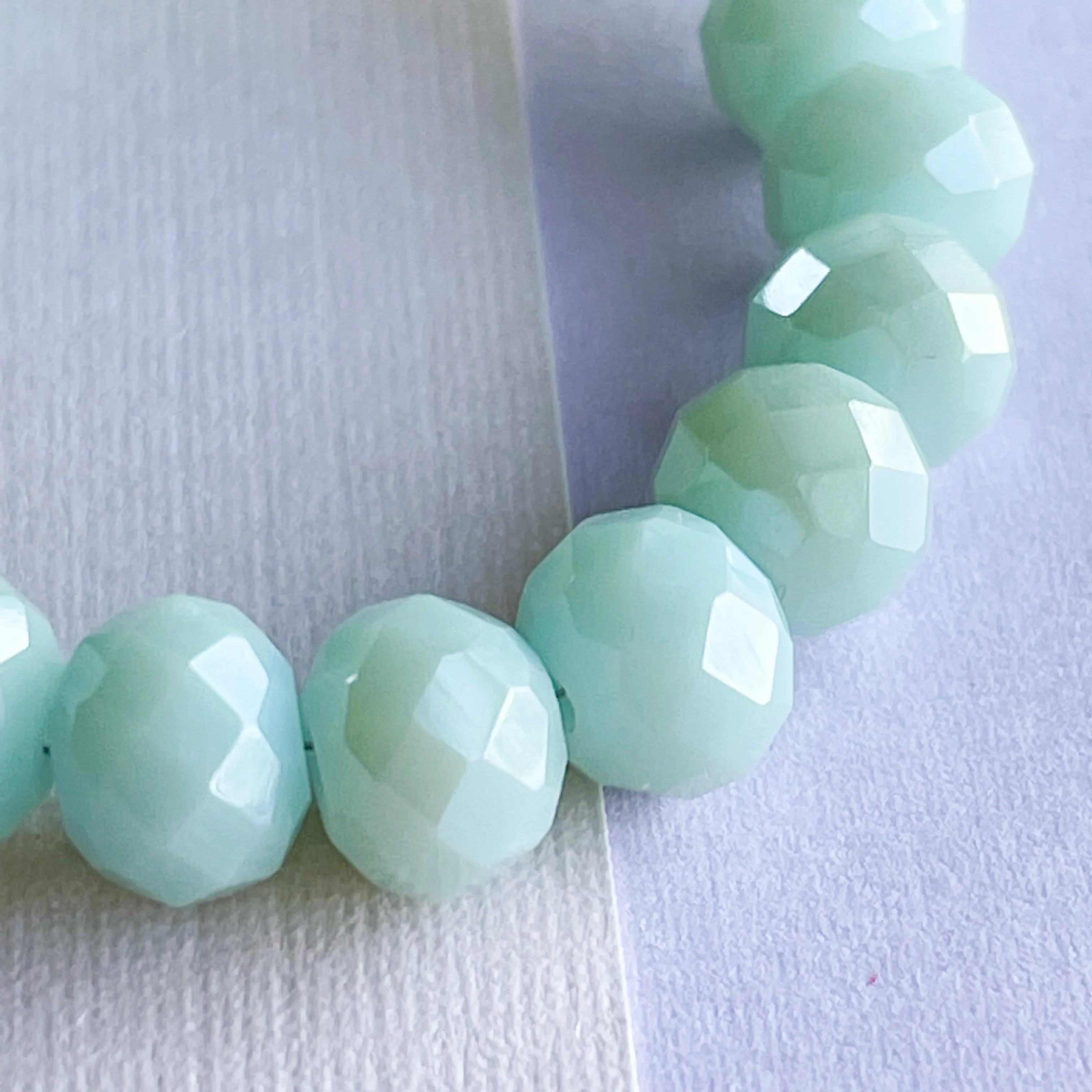 8mm Aqua Faceted Chinese Crystal Rondelle Strand - Image 3