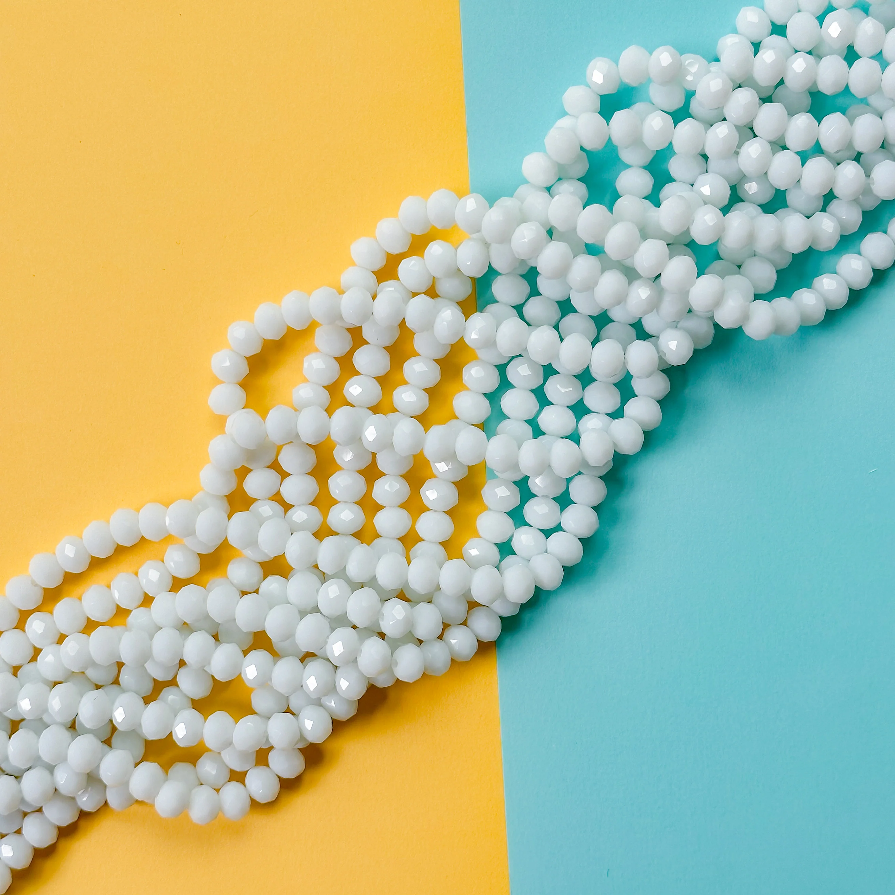 8mm Arctic White Faceted Crystal Rondelle Strand - Image 2