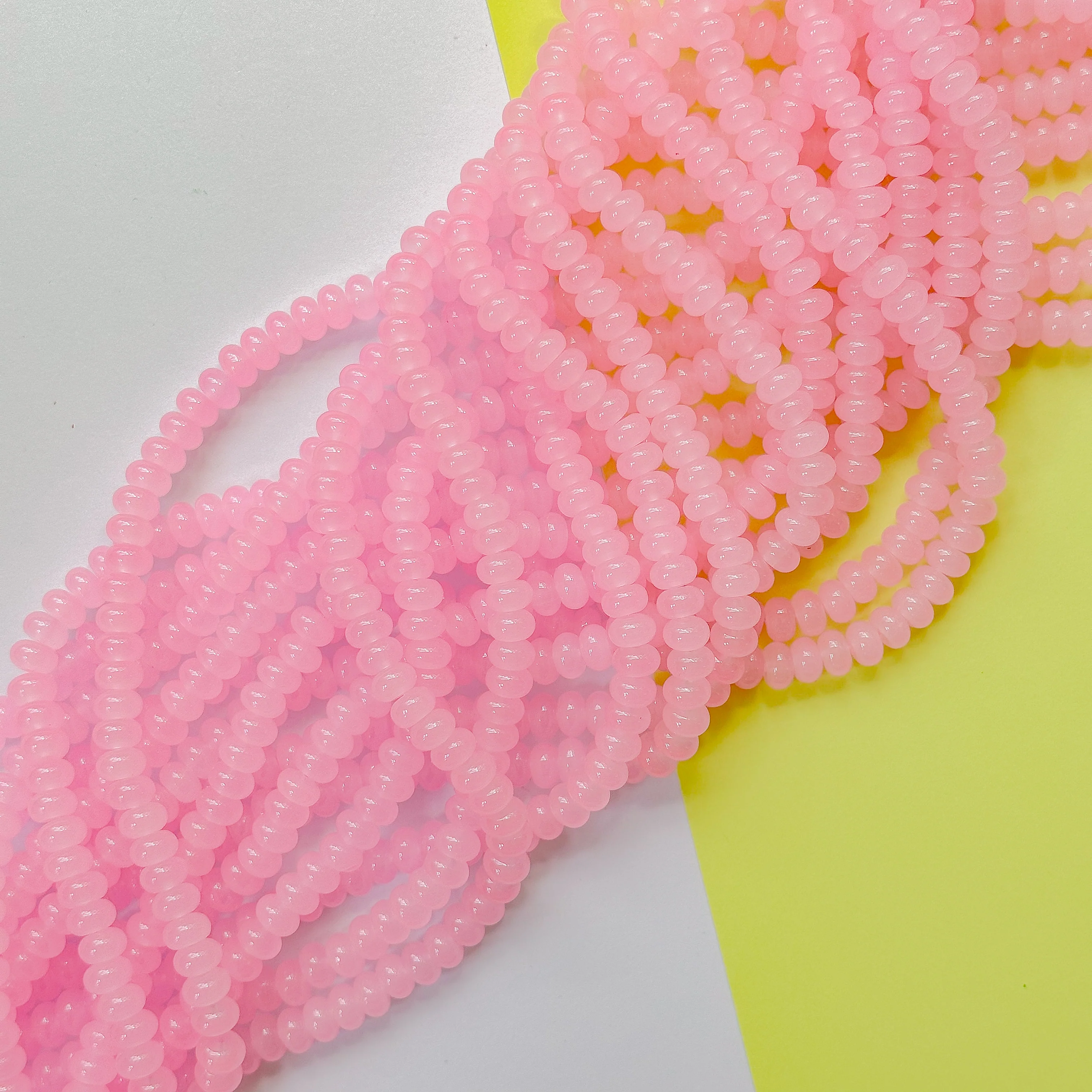 8mm Bubblegum Pink Glass Rondelle Strand - Image 2