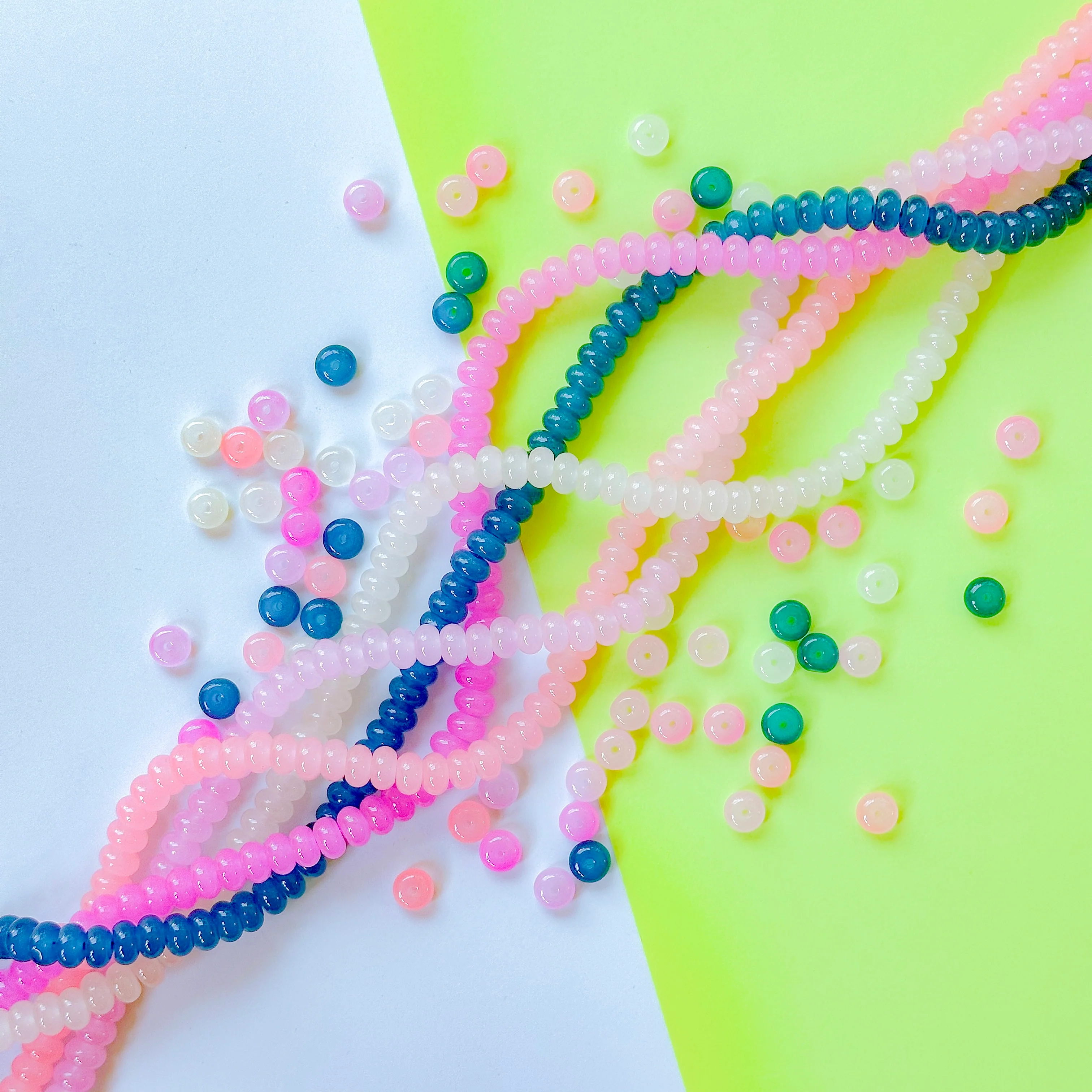 8mm Capri Mix Smooth Glass Rondelle 5 Strand Bundle - Image 3