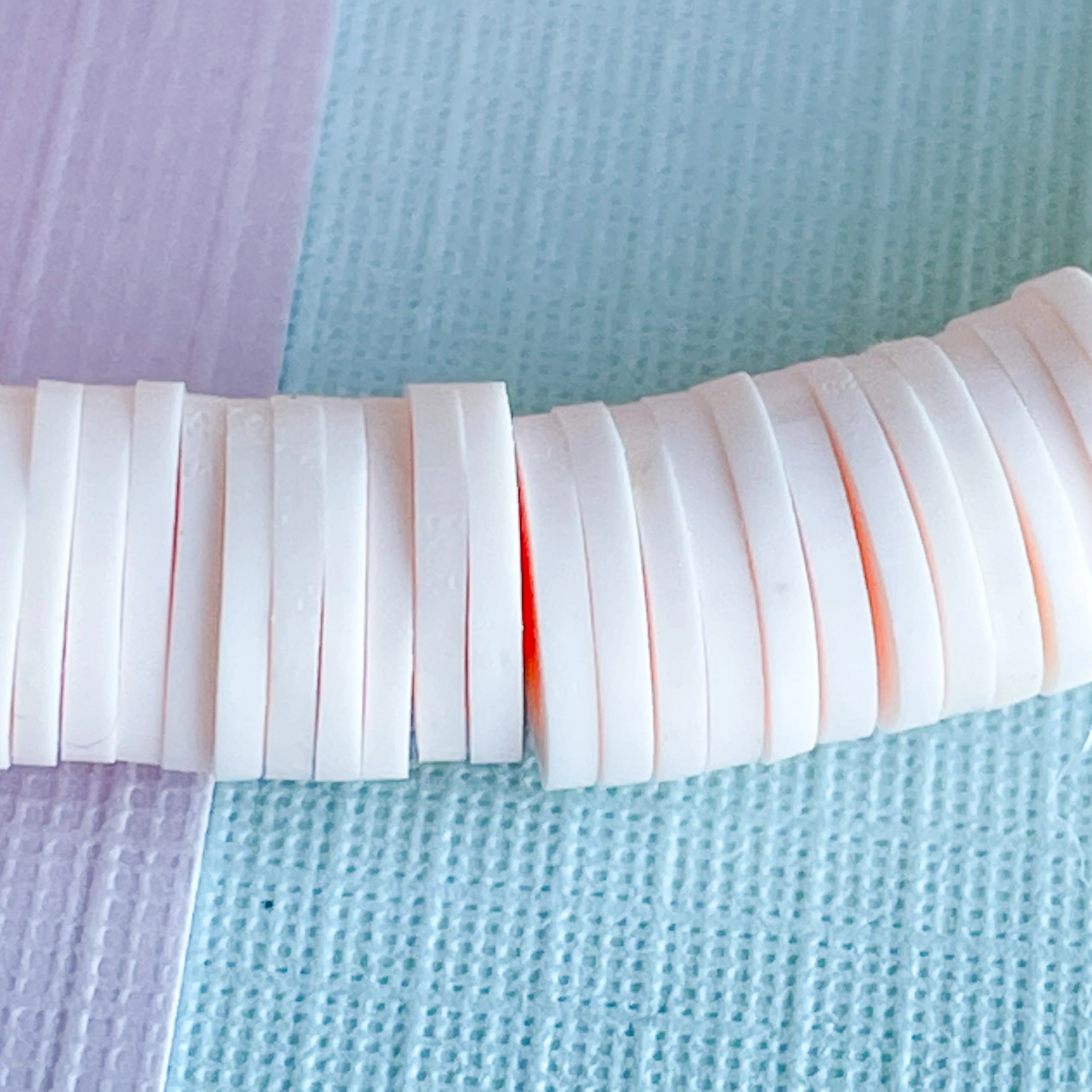 8mm Coral Creme Polymer Clay Heishi Strand - Image 3