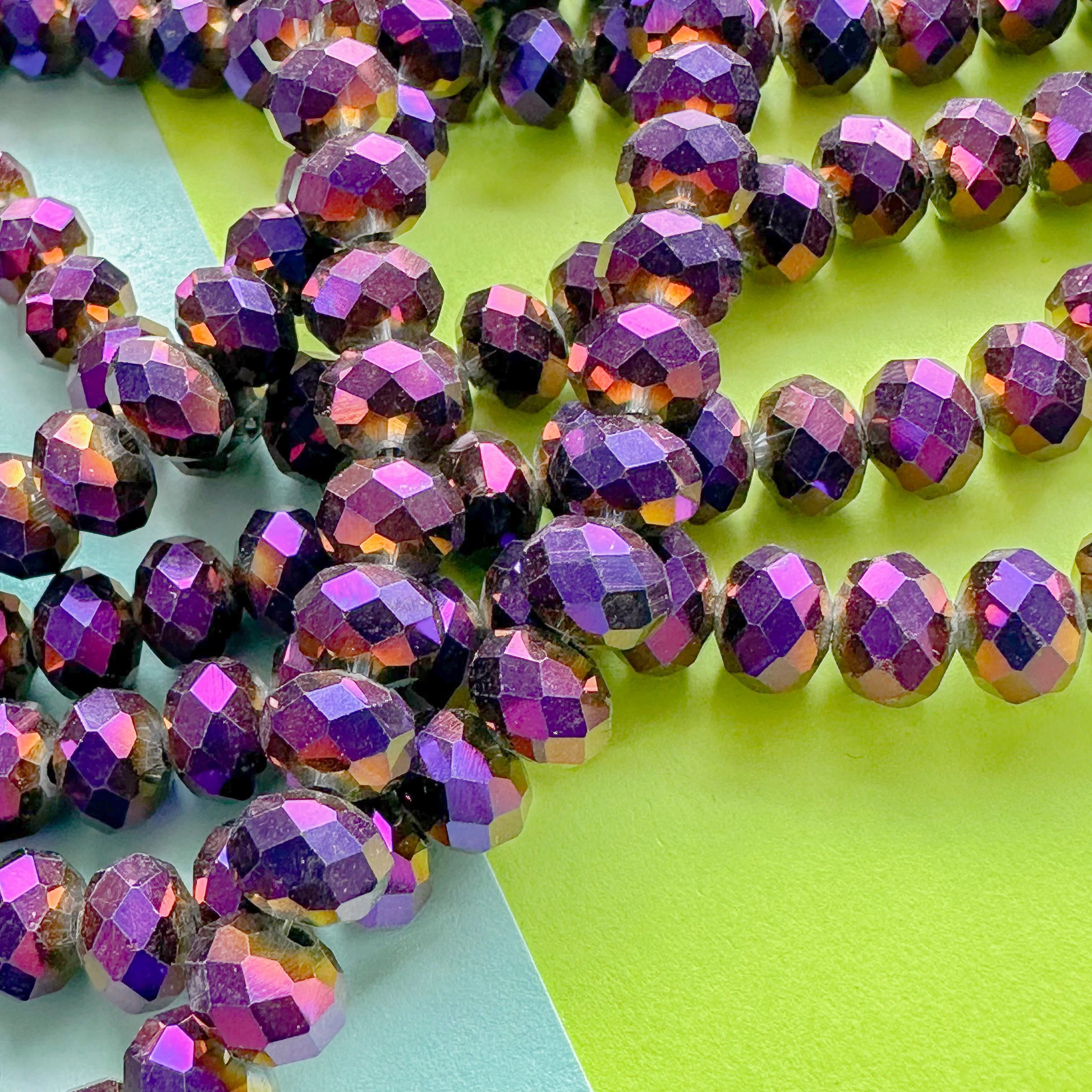 8mm Crazy Purple Crystal Rondelle Strand - Image 3