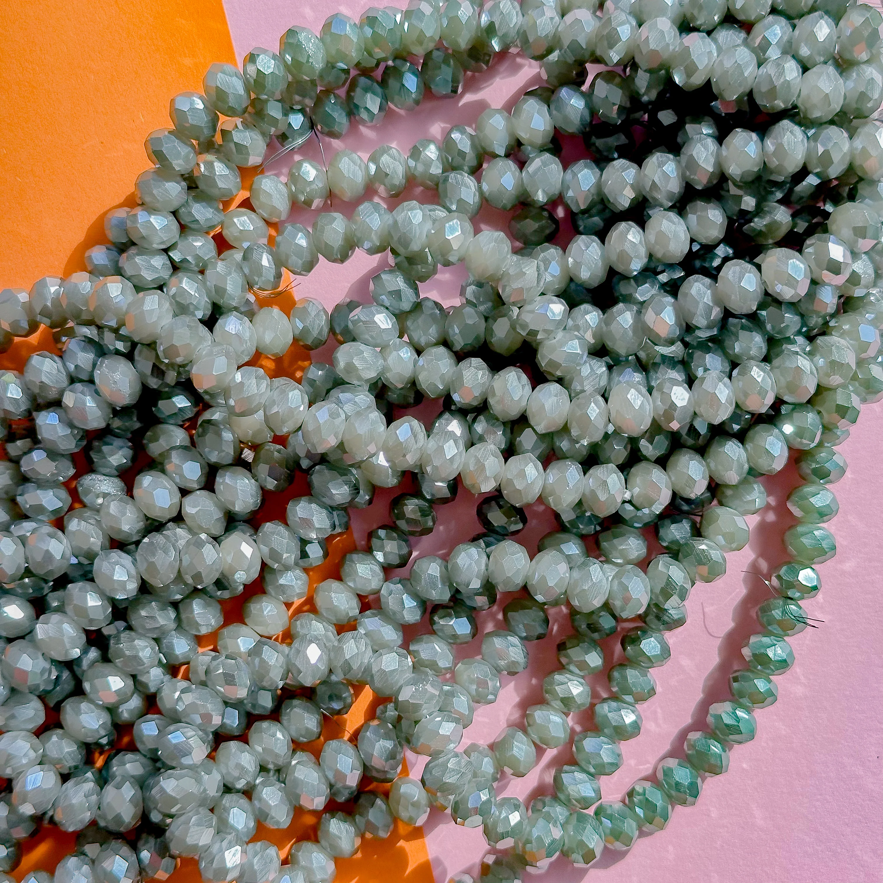 8mm Disco Latte Crystal Rondelle Strand - Image 2