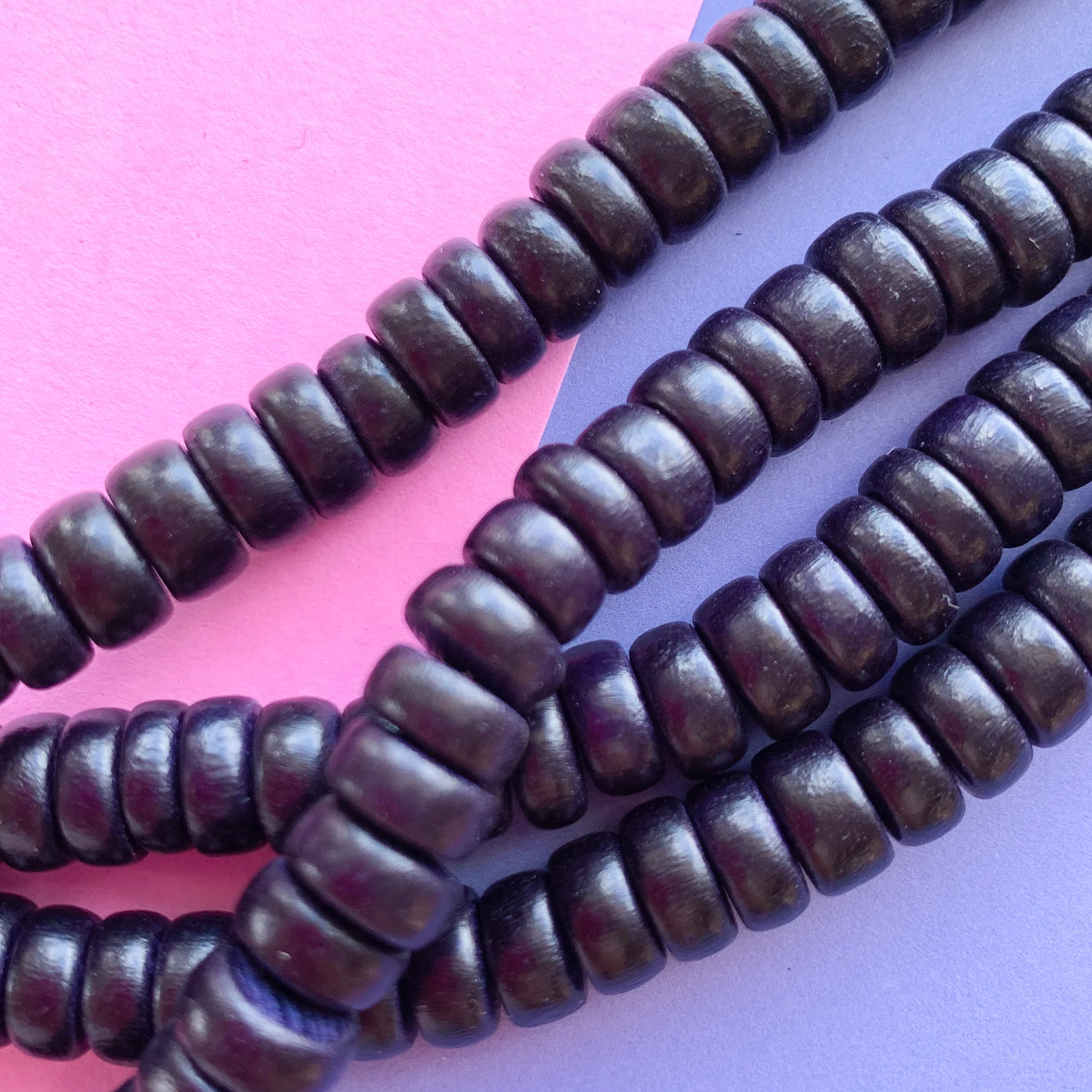 8mm Espresso Wood Rondelle Strand - Image 2