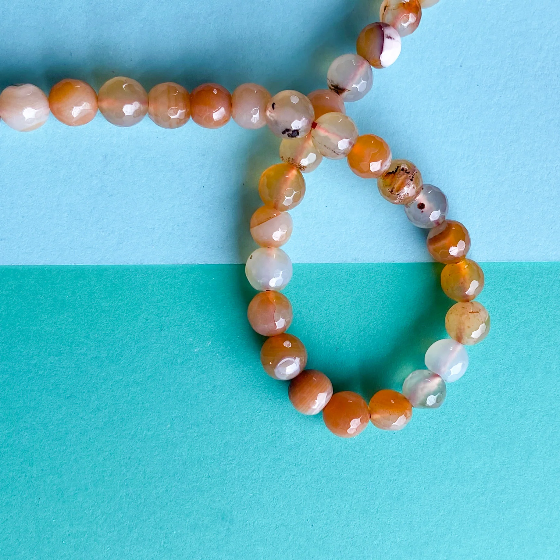 8mm Faceted Carnelian Rounds Strand - Image 3