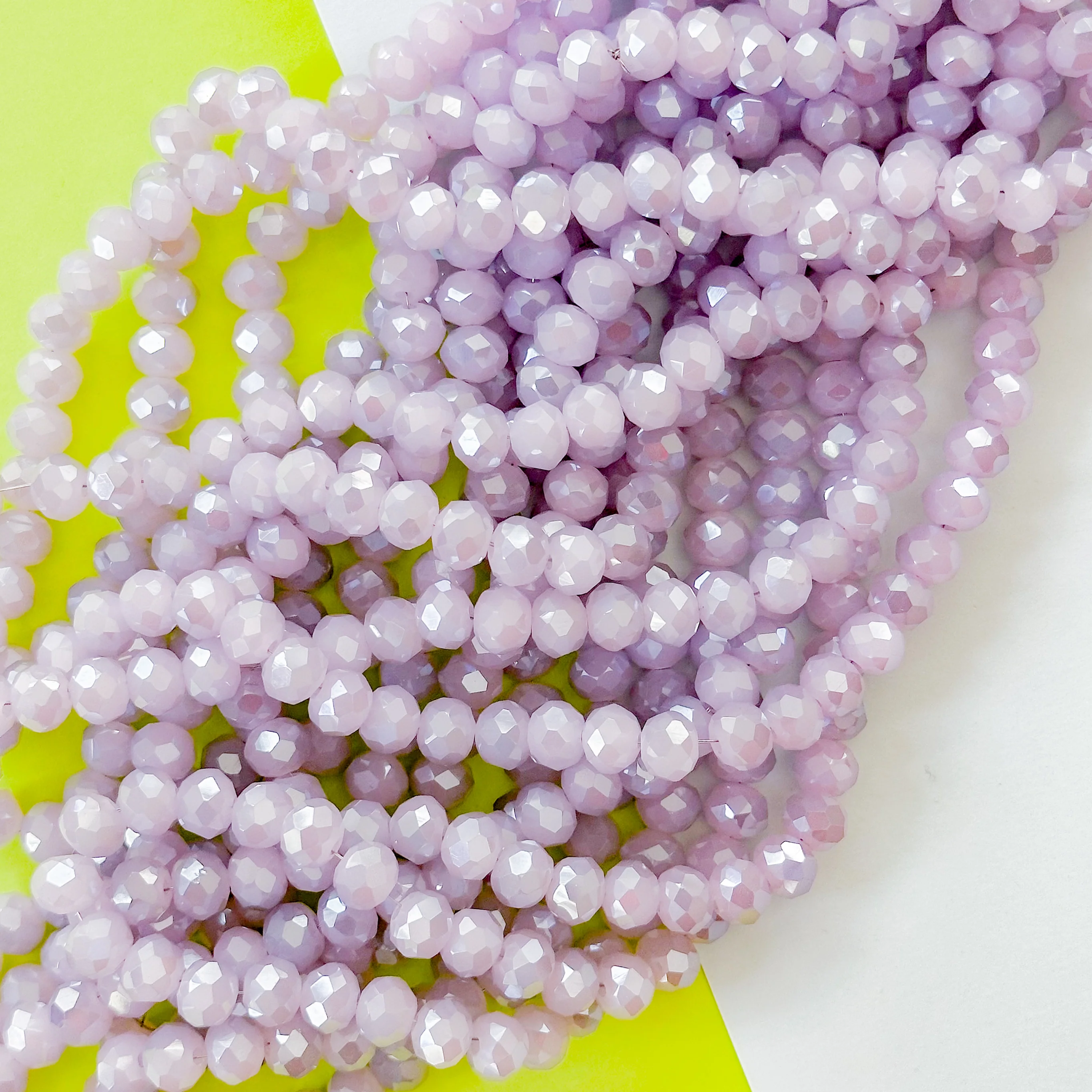 8mm Frosty Lilac Faceted Crystal Rondelle Strand - Image 2