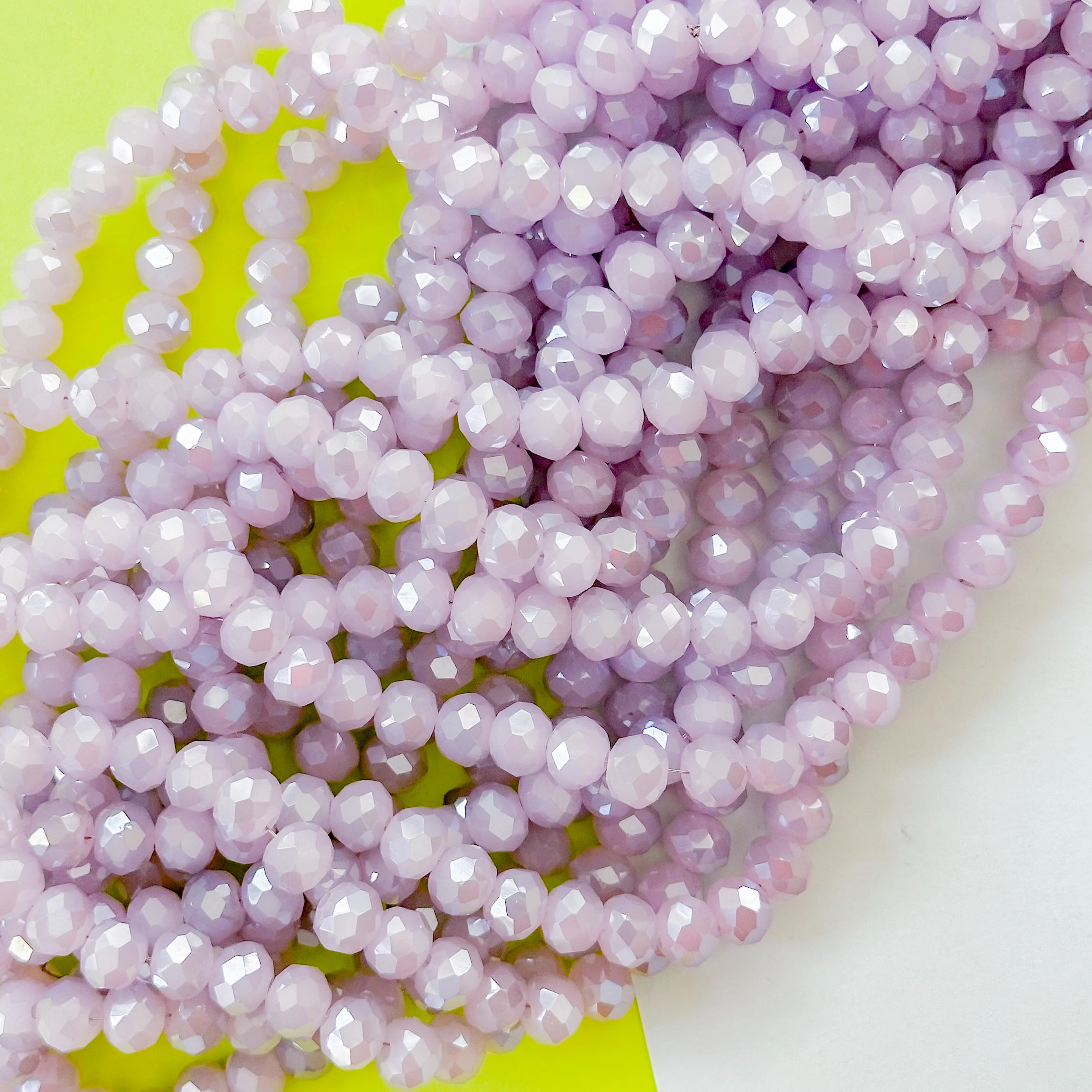 8mm Frosty Lilac Faceted Crystal Rondelle Strand - Image 3