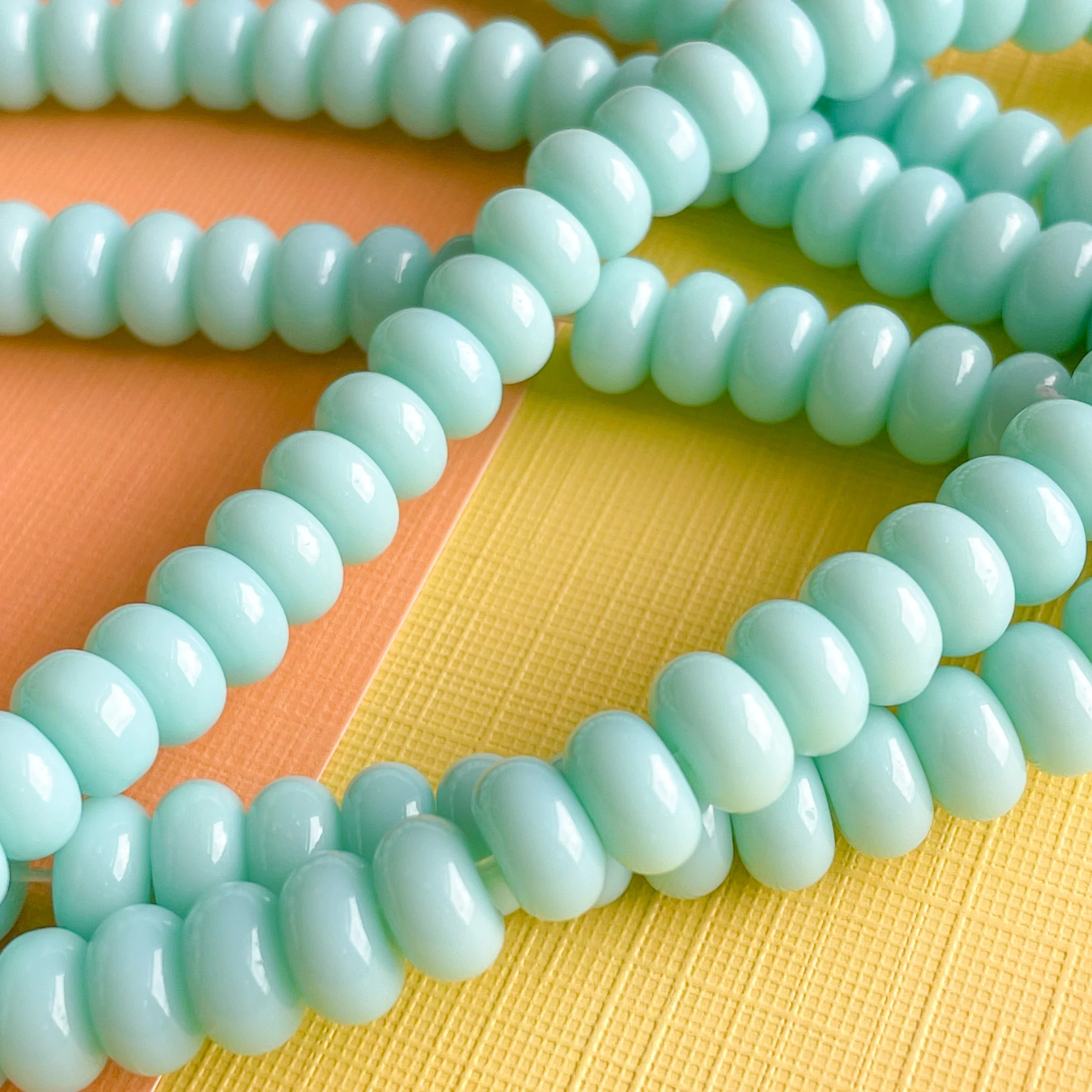 8mm Aqua Glass Rondelle Strand - Image 2