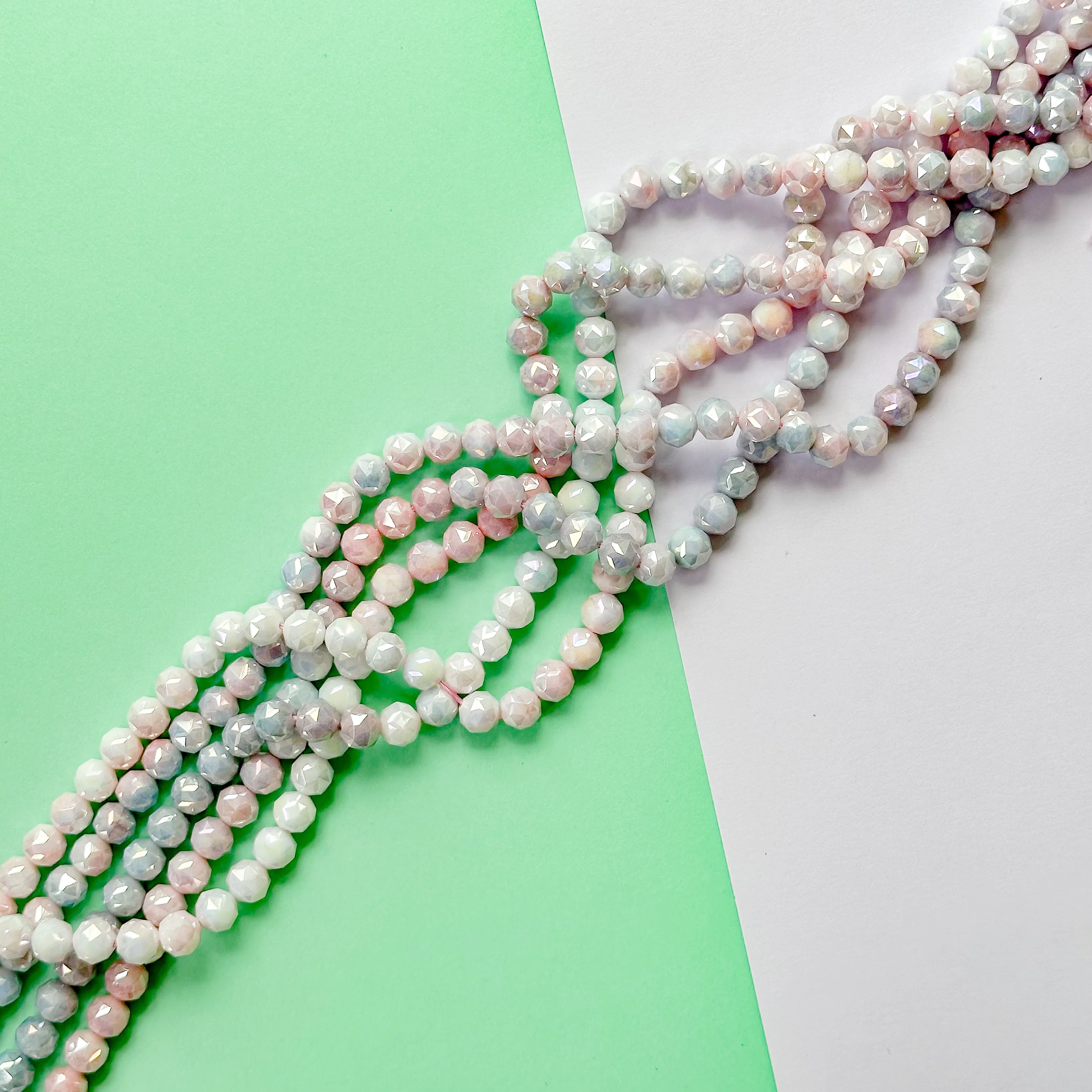8mm Hex Cut Sugar Swirl Crystal Round Strand - Image 2