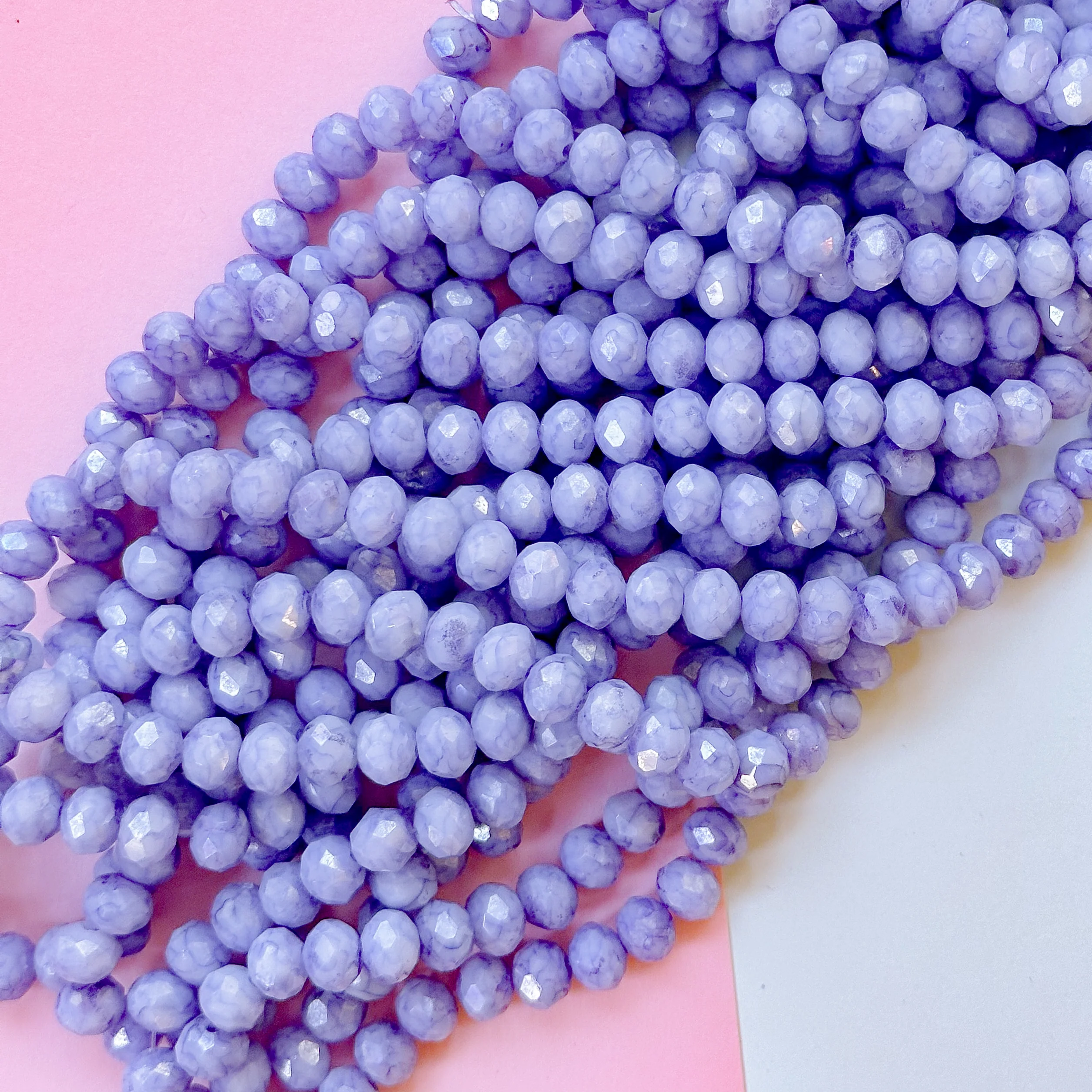 8mm Iris Swirl Diamond Crystal Rondelle Strand - Image 2