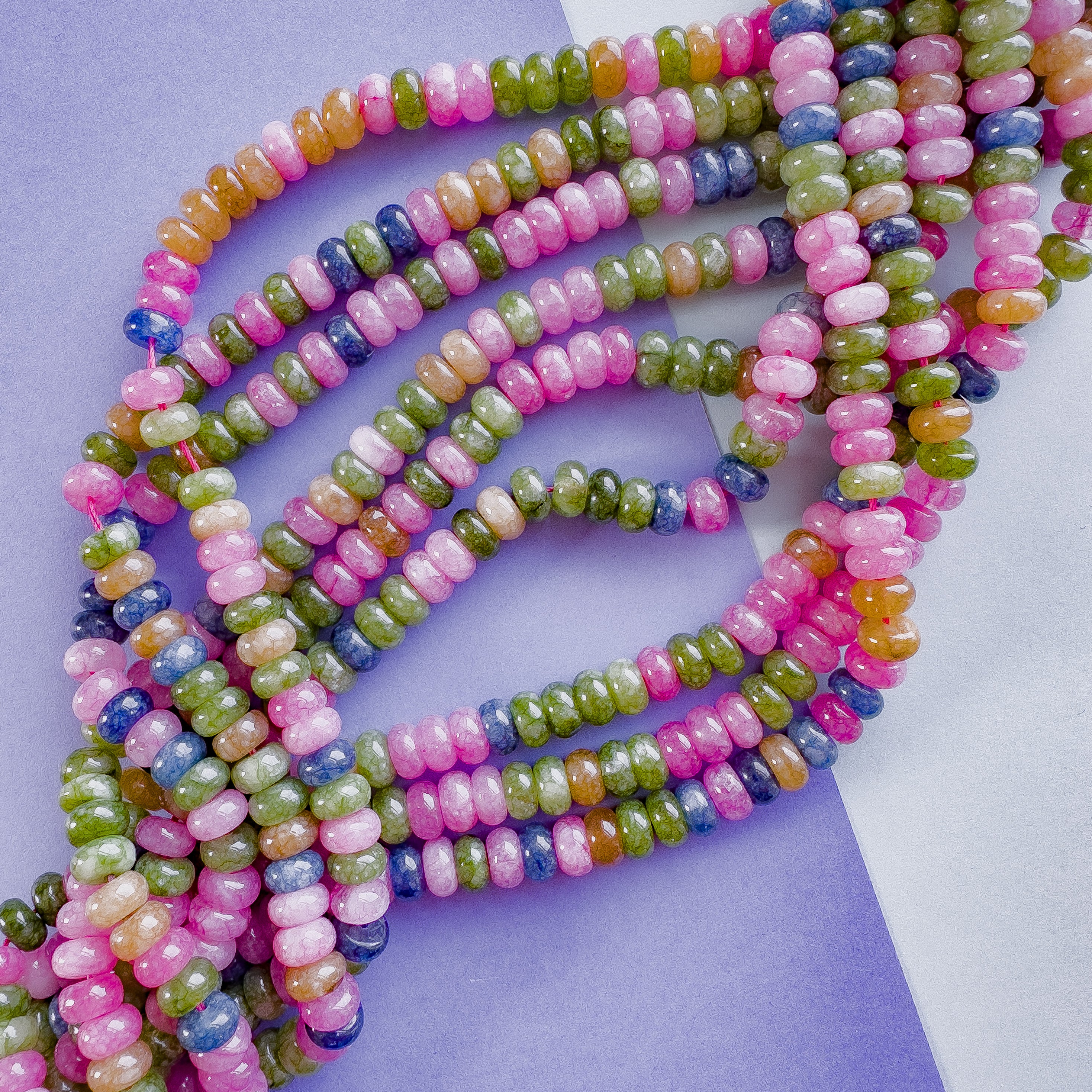 8mm Jewel Candy Smooth Dyed Jade Rondelle Strand - Image 2