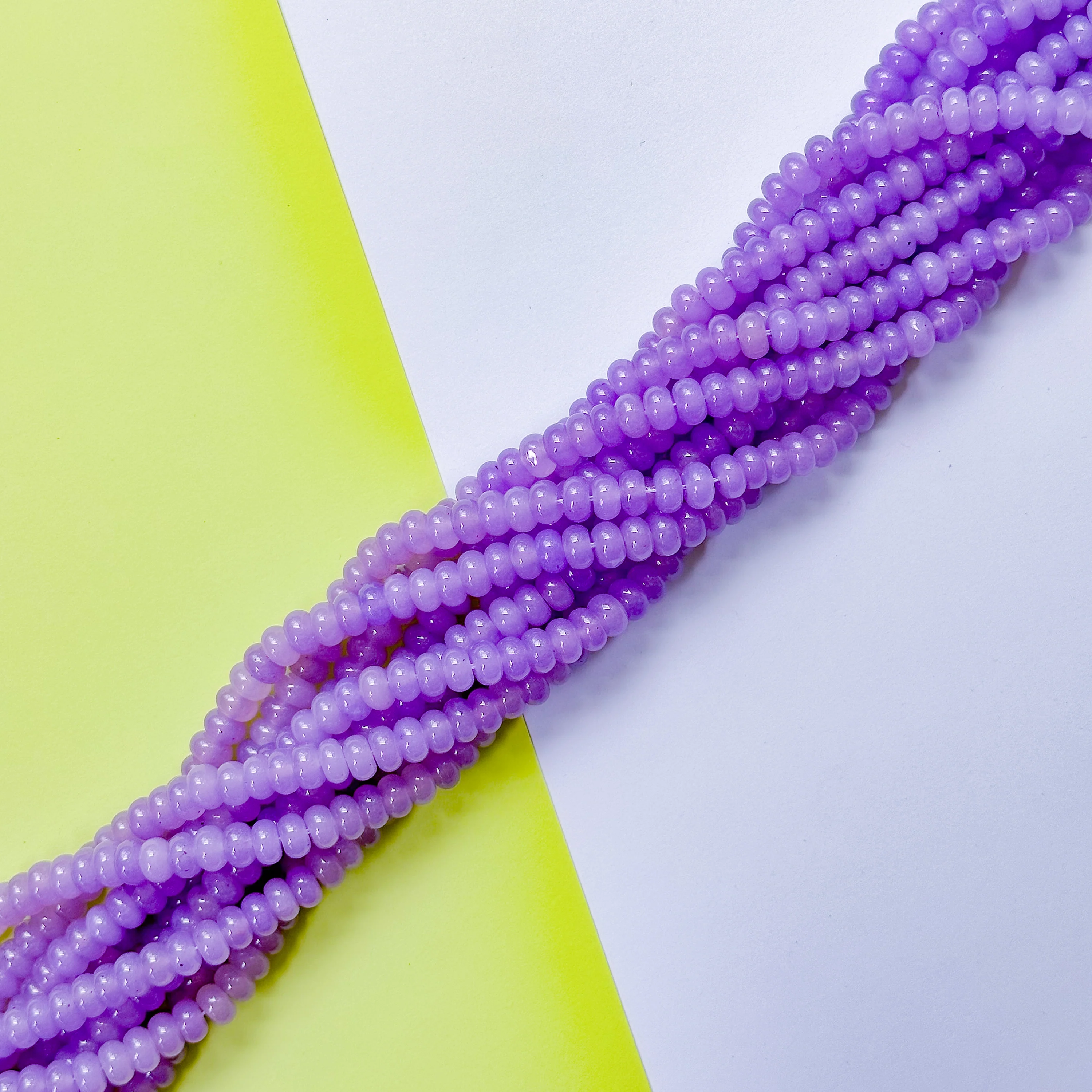 8mm Medium Purple Smooth Dyed Jade Rondelle Strand