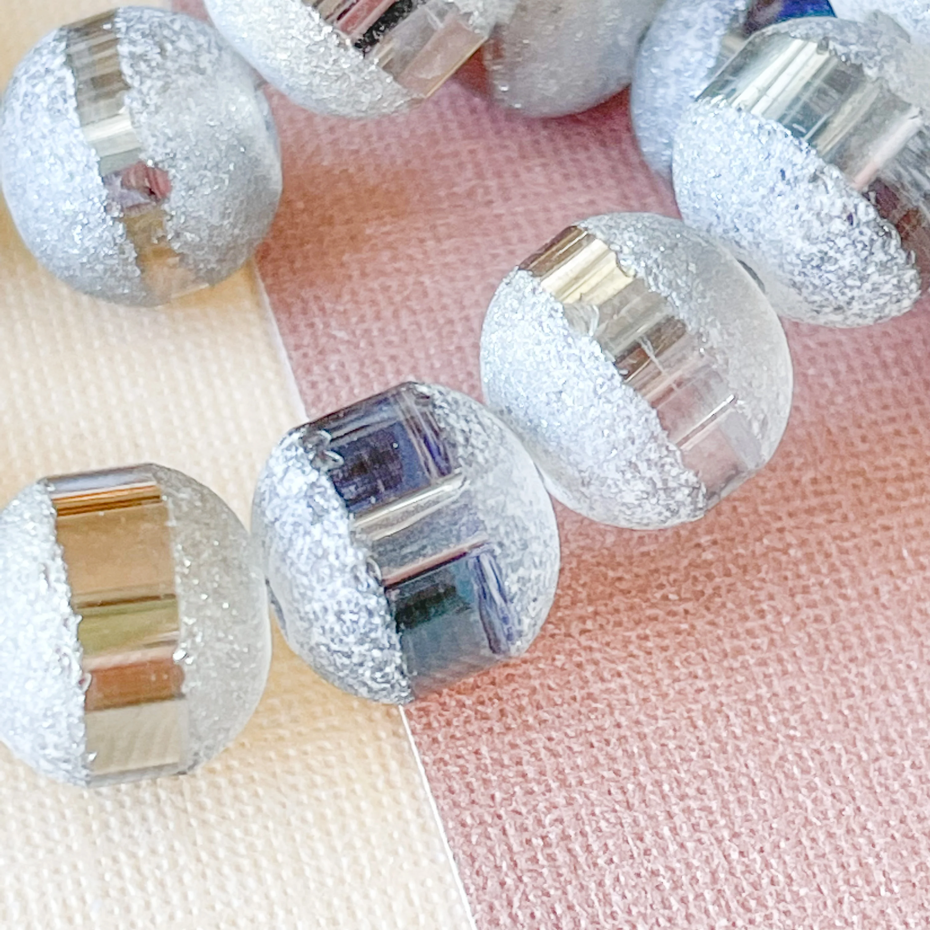 8mm Mirror Stripe Matte Stardust Crystal Rounds Strand - Image 3