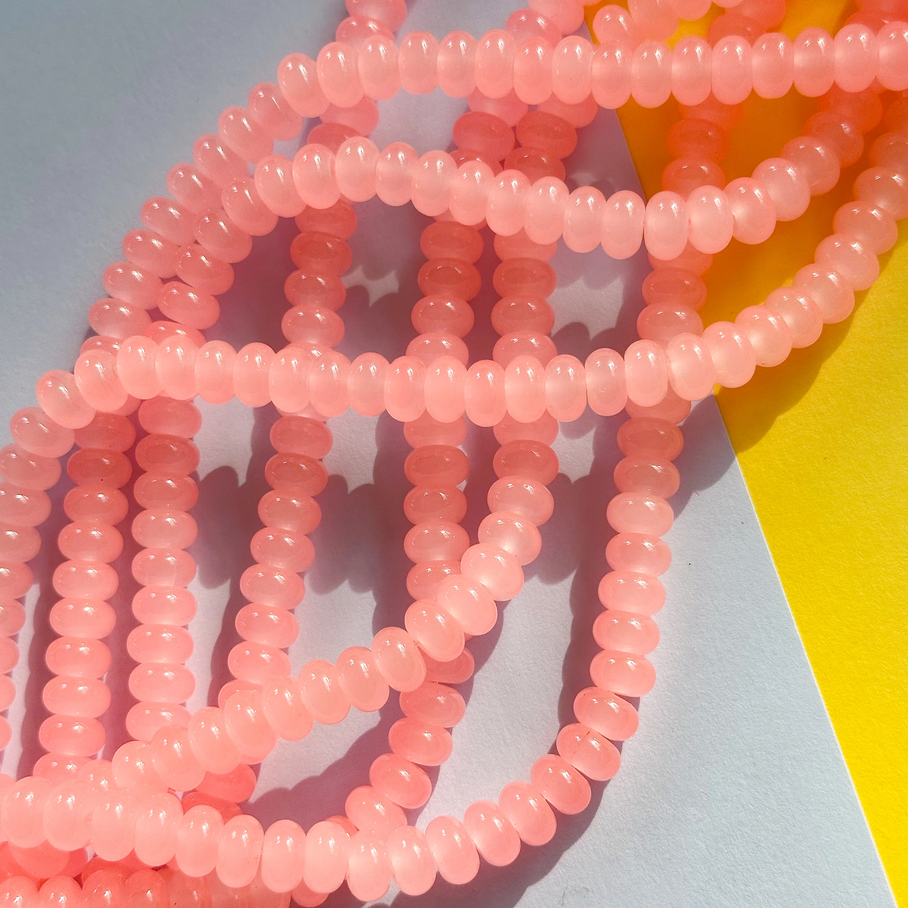 8mm Neon Peach Glass Rondelle Strand - Image 3