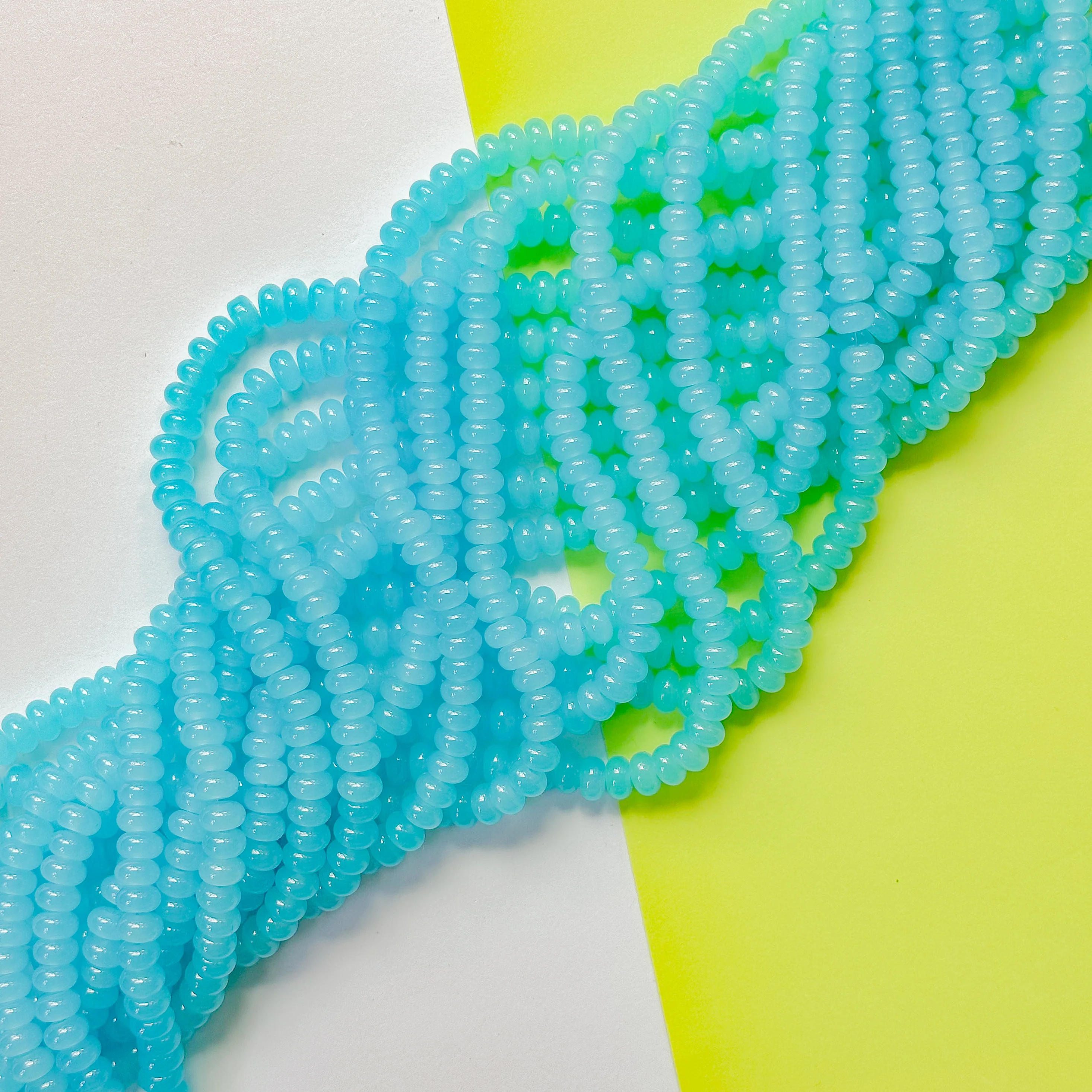 8mm Neon Sky Glass Rondelle Strand - Image 2