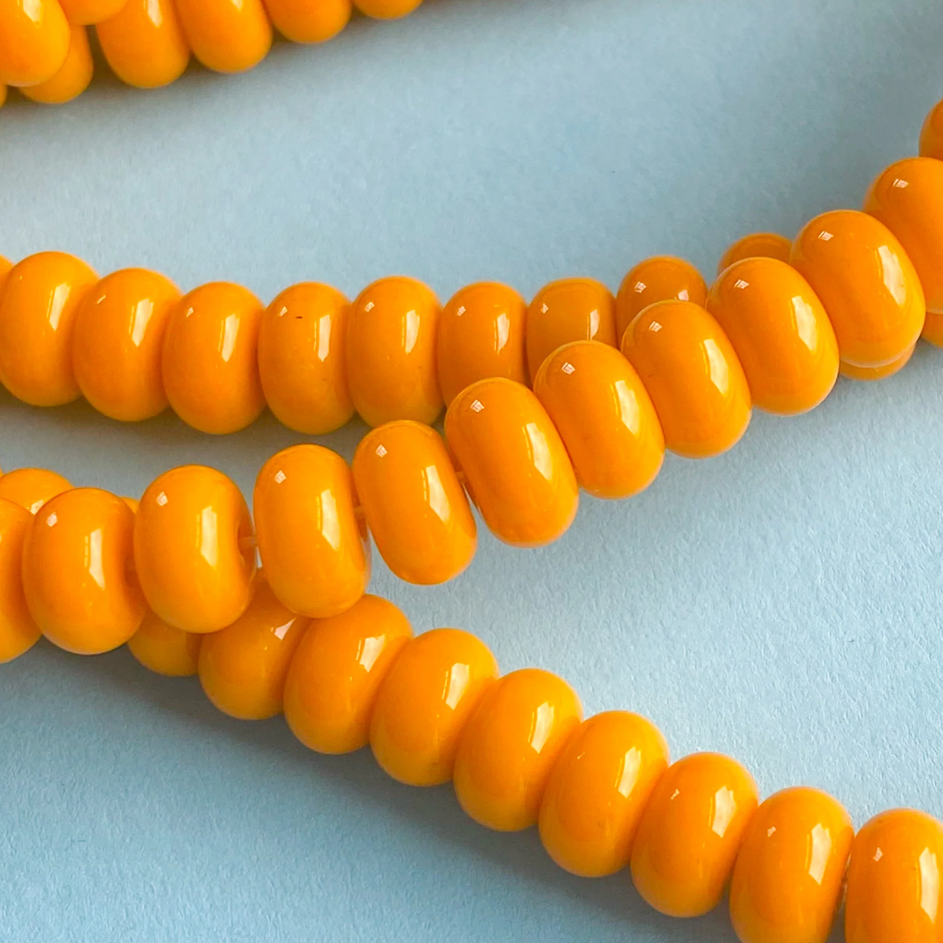 8mm Tangerine Glass Rondelle Strand - Image 3