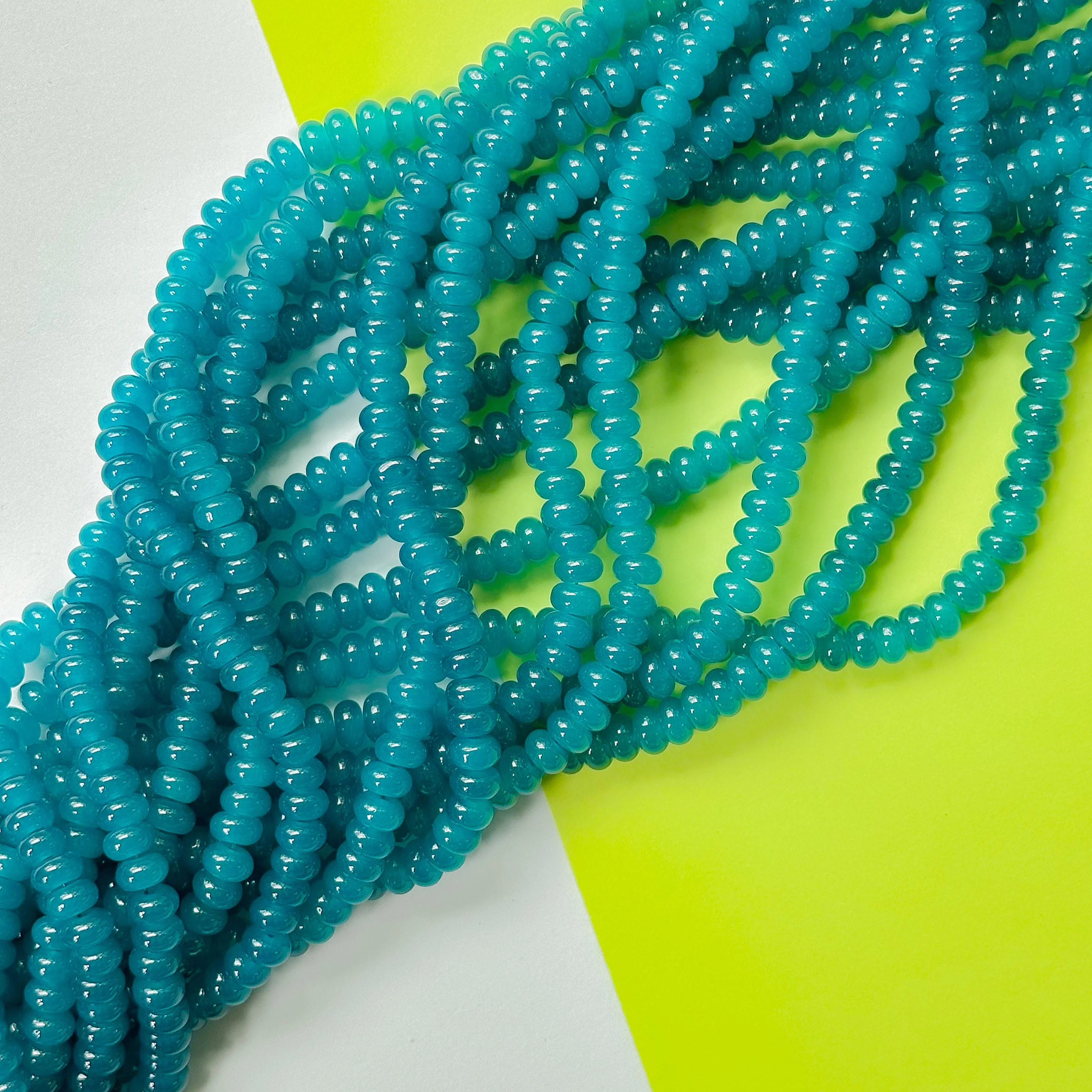 8mm Peacock Teal Glass Rondelle Strand - Image 3