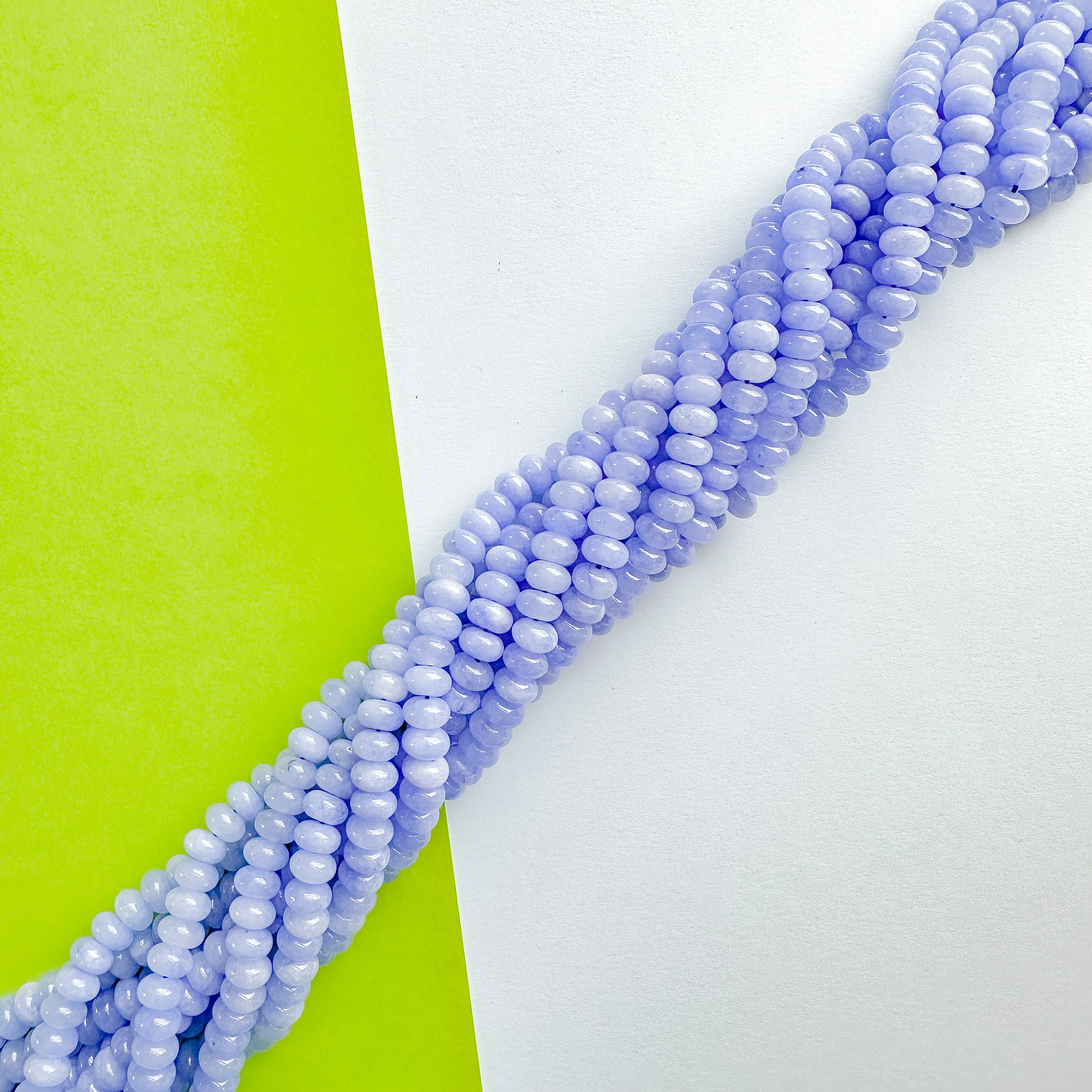 8mm Periwinkle Smooth Dyed Jade Rondelle Strand - Image 3
