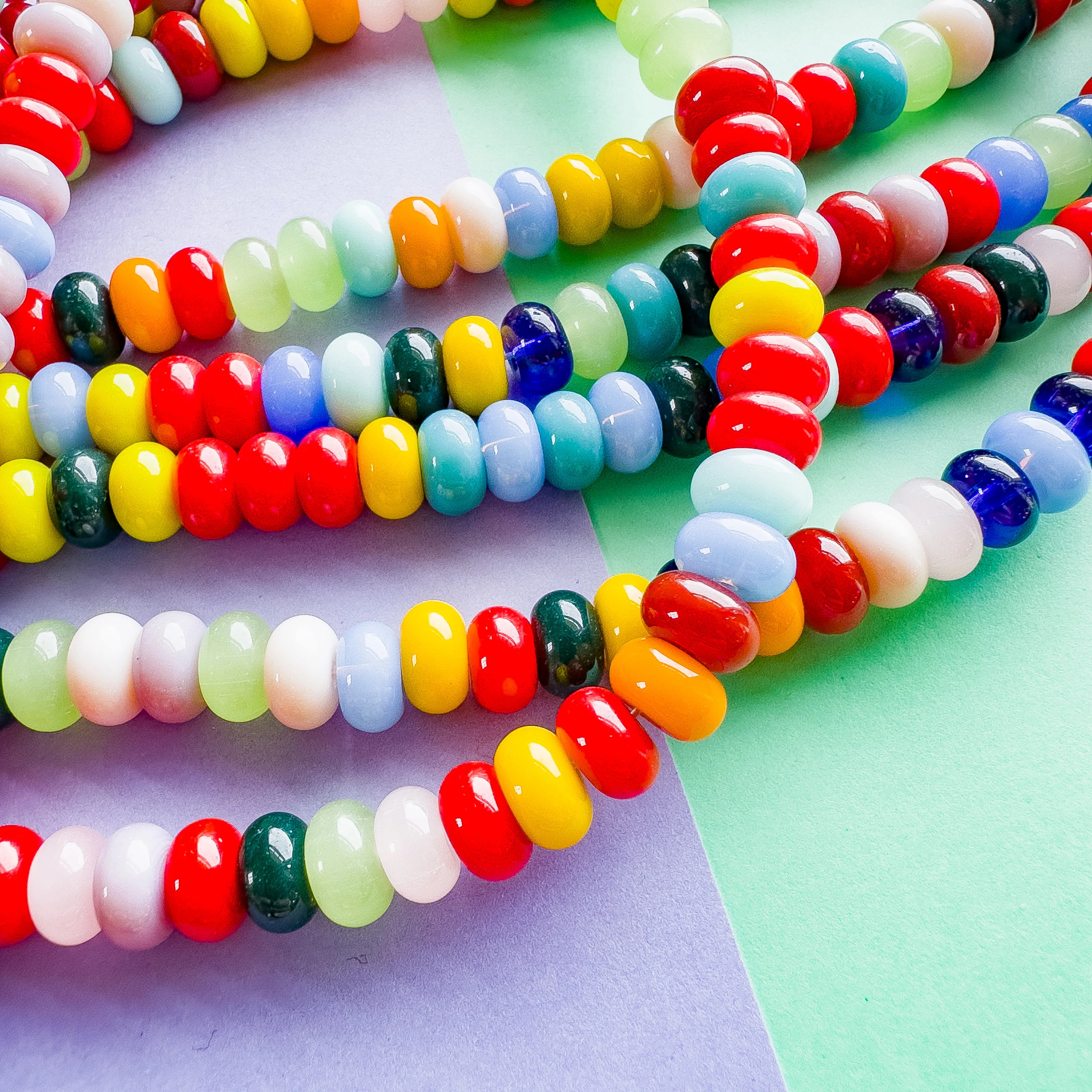 8mm Rainbow Glass Rondelle Strand - Image 3