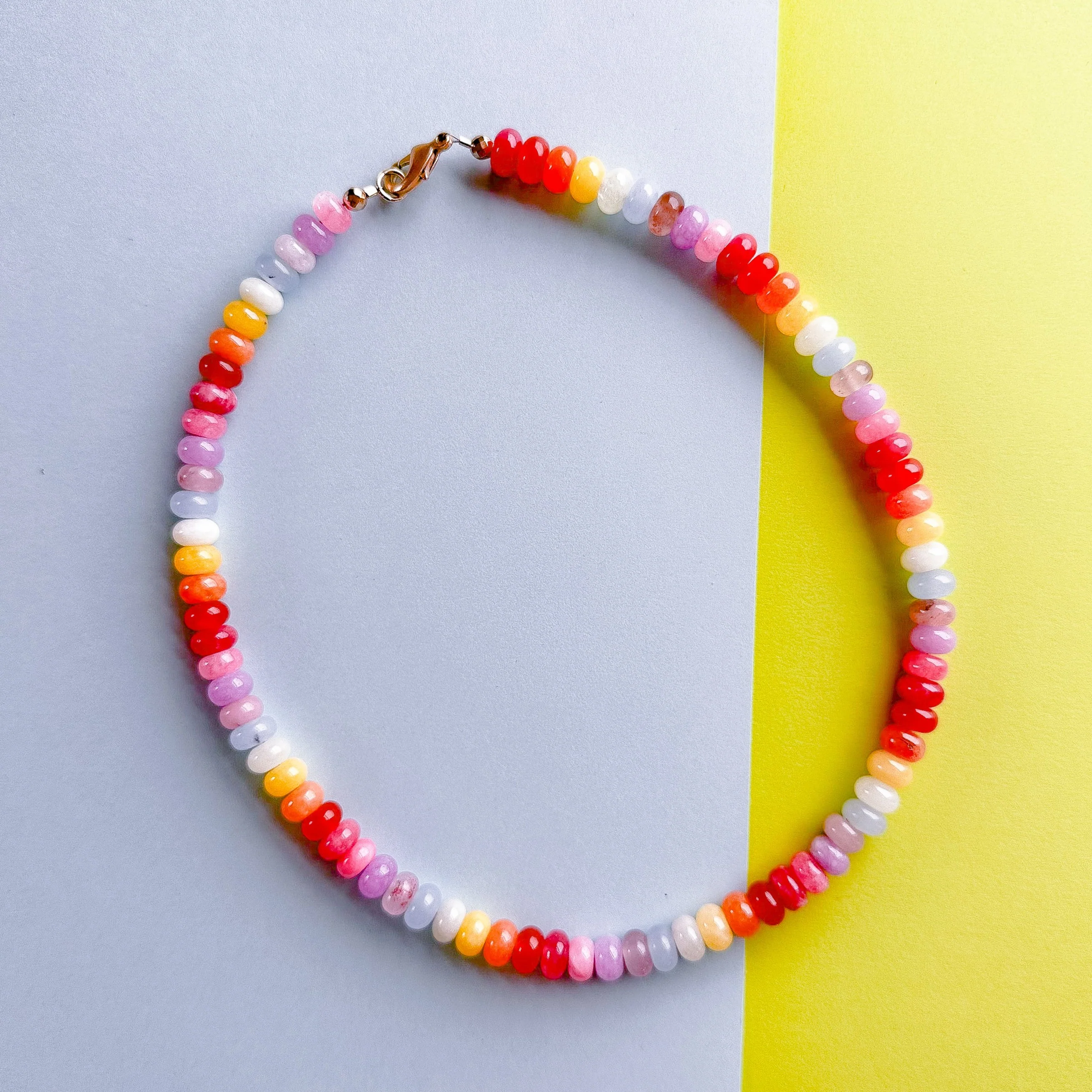 8mm Rainbow Candy Smooth Dyed Jade Rondelle Strand - Image 5