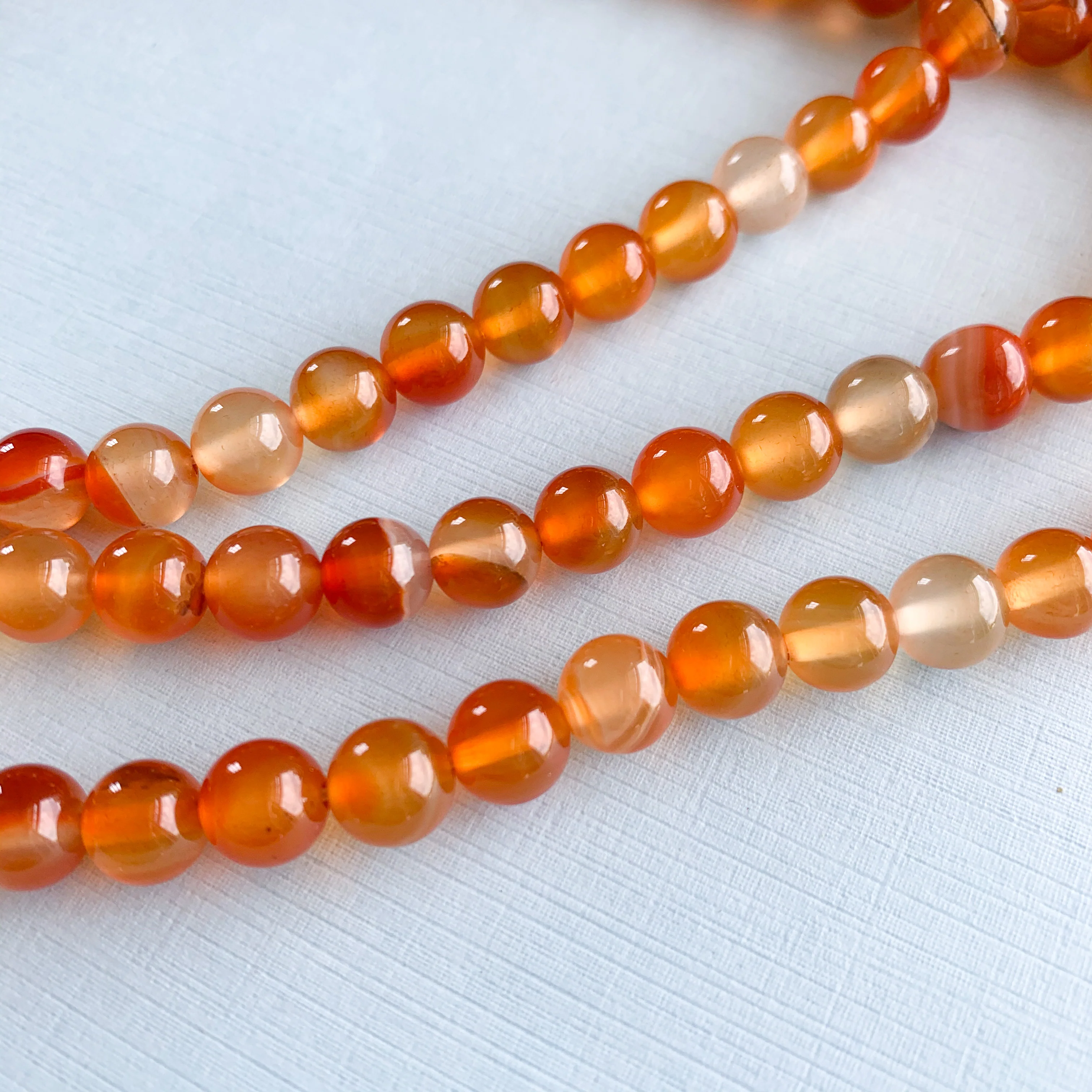 8mm Smooth Brick Agate Round Strand - Image 2
